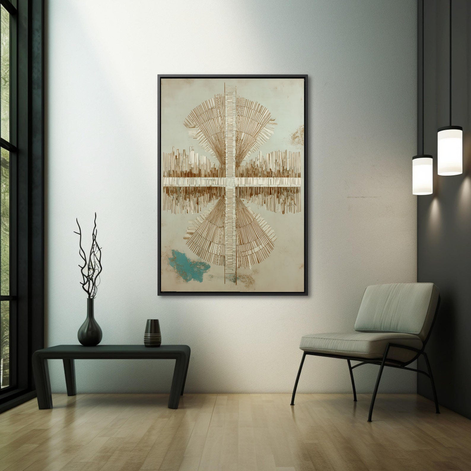 Textured Geometric Elegance | Beige Teal