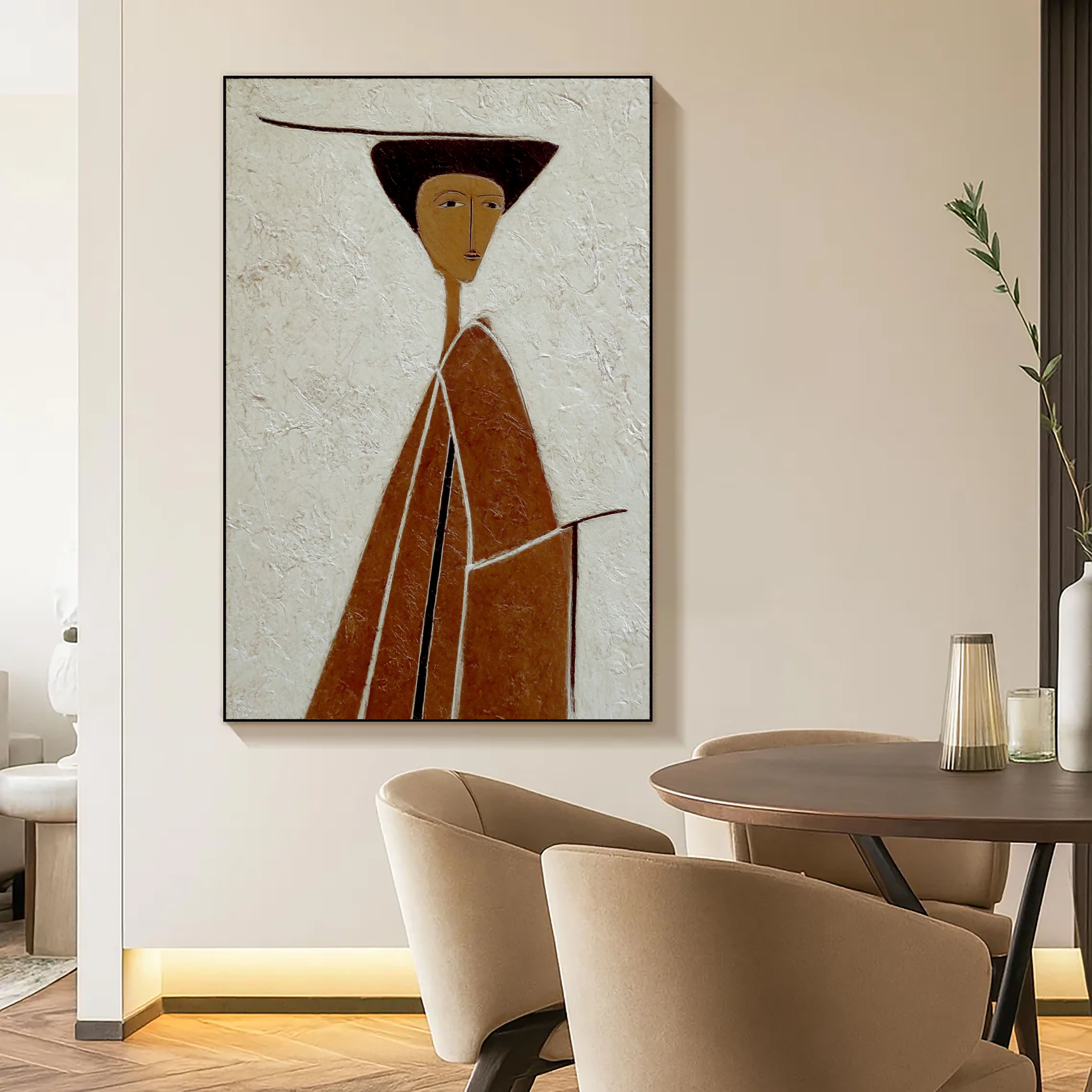Texturierte Figuren-Silhouette | Terrakotta Elfenbein