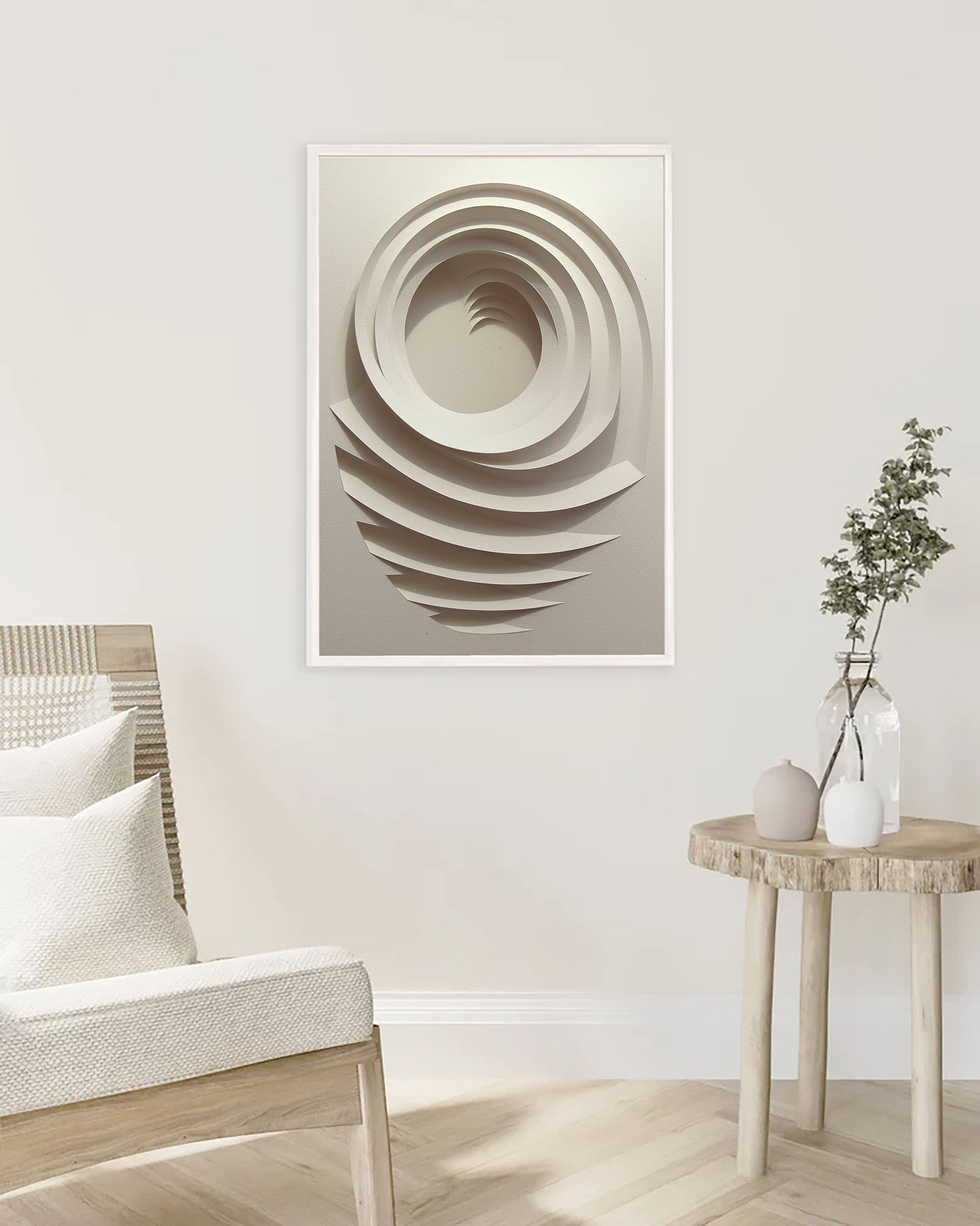 Textured Circular Depth | Beige Swirl