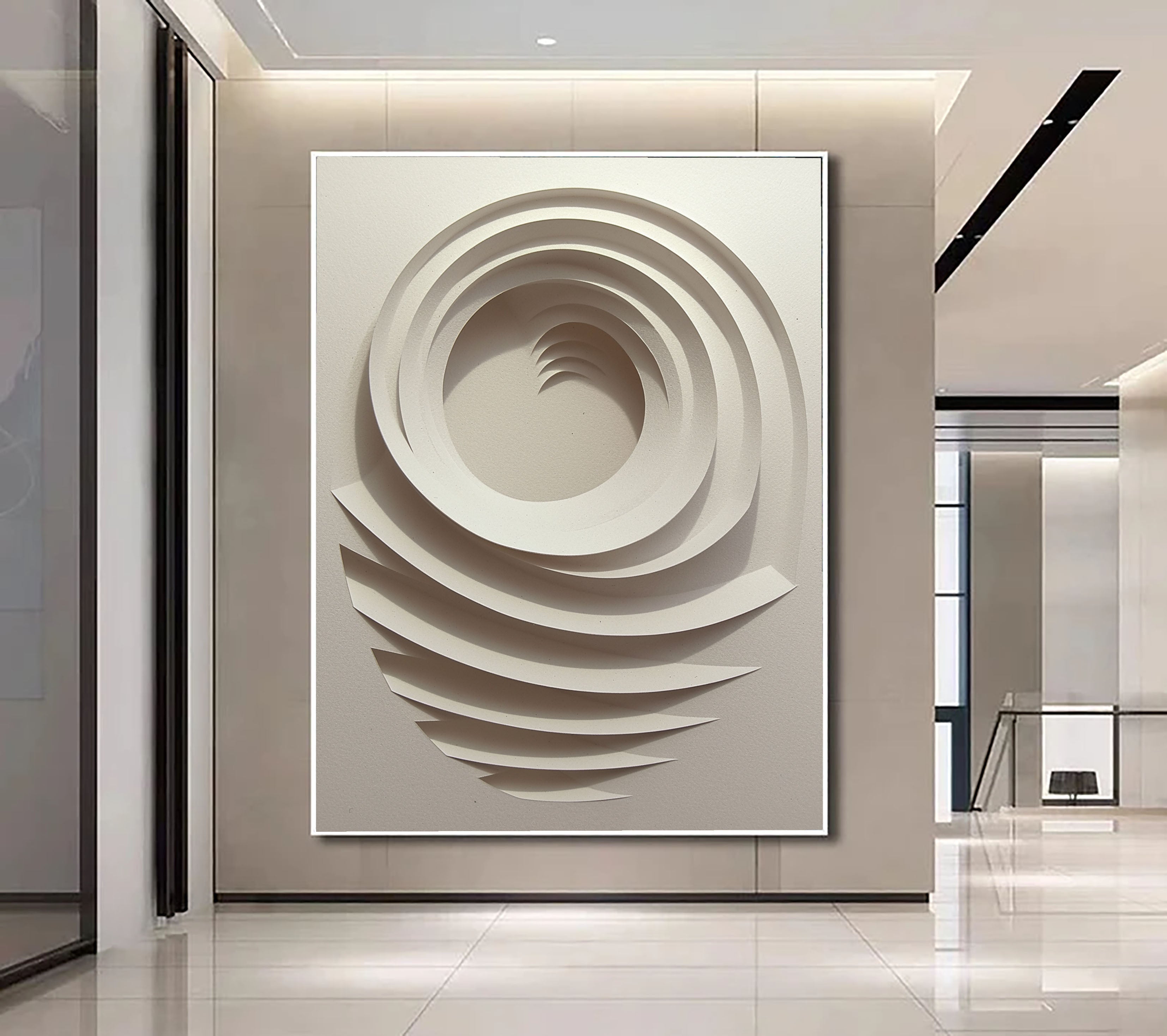 Textured Circular Depth | Beige Swirl