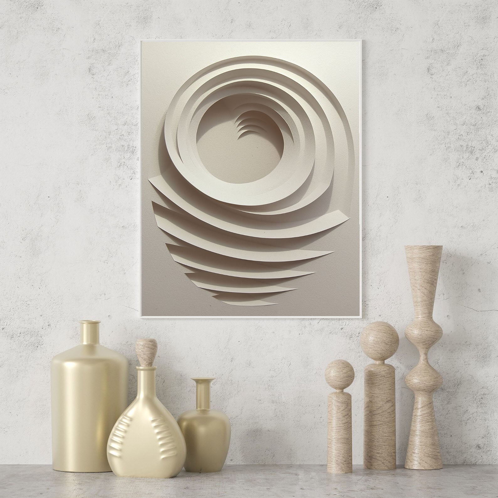 Textured Circular Depth | Beige Swirl