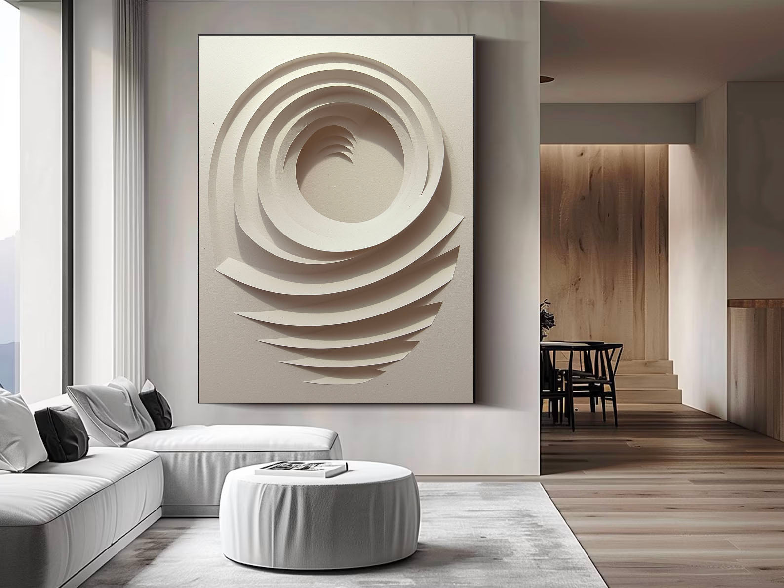 Textured Circular Depth | Beige Swirl