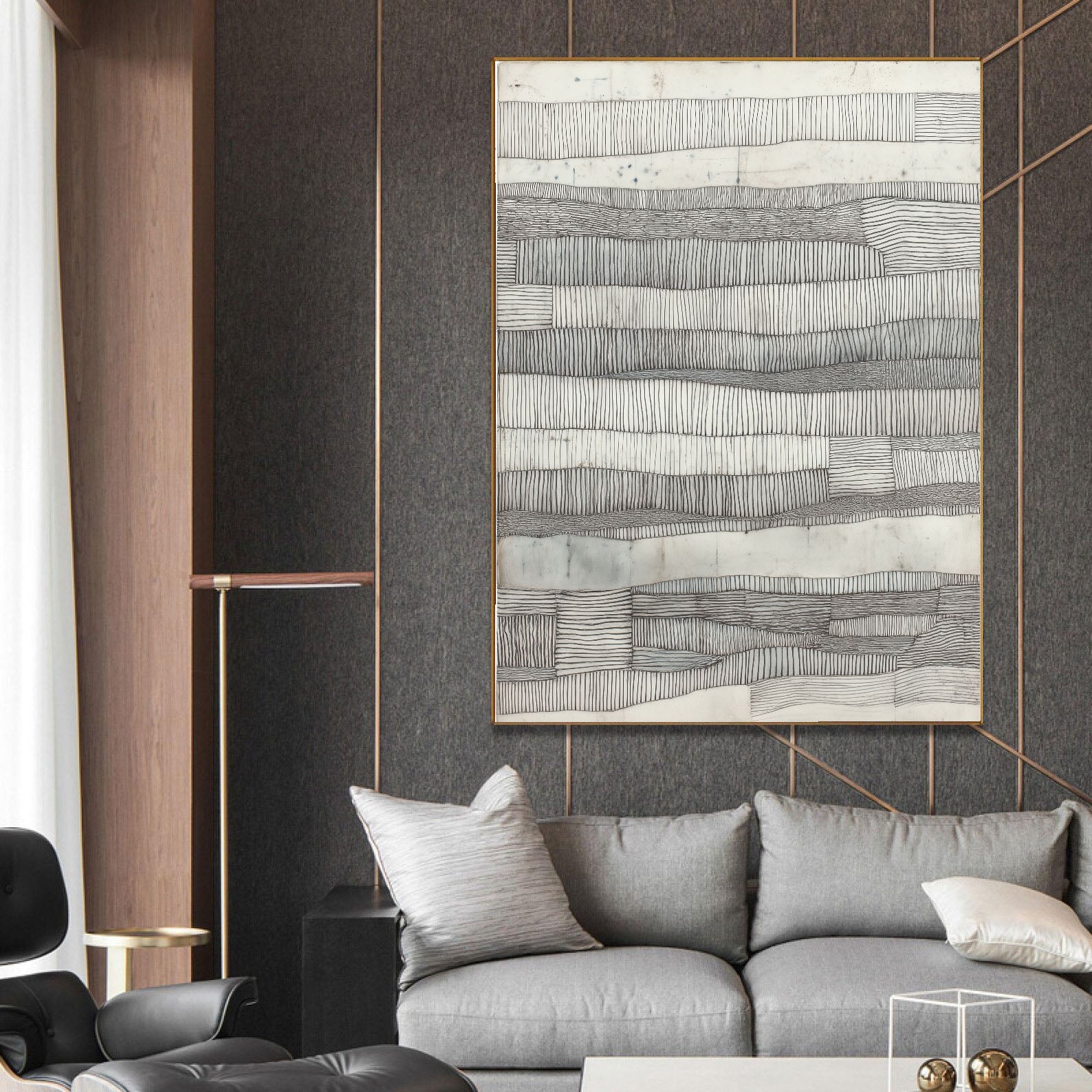 Textured Linear Serenity | Monochrome Tones