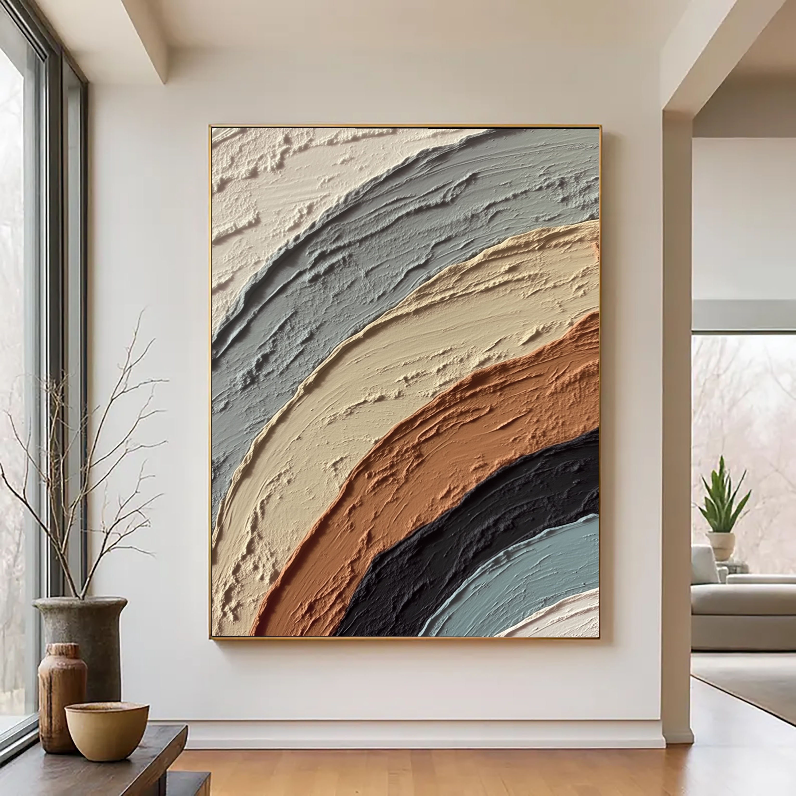 Textured Curved Layers | Terracotta Gray