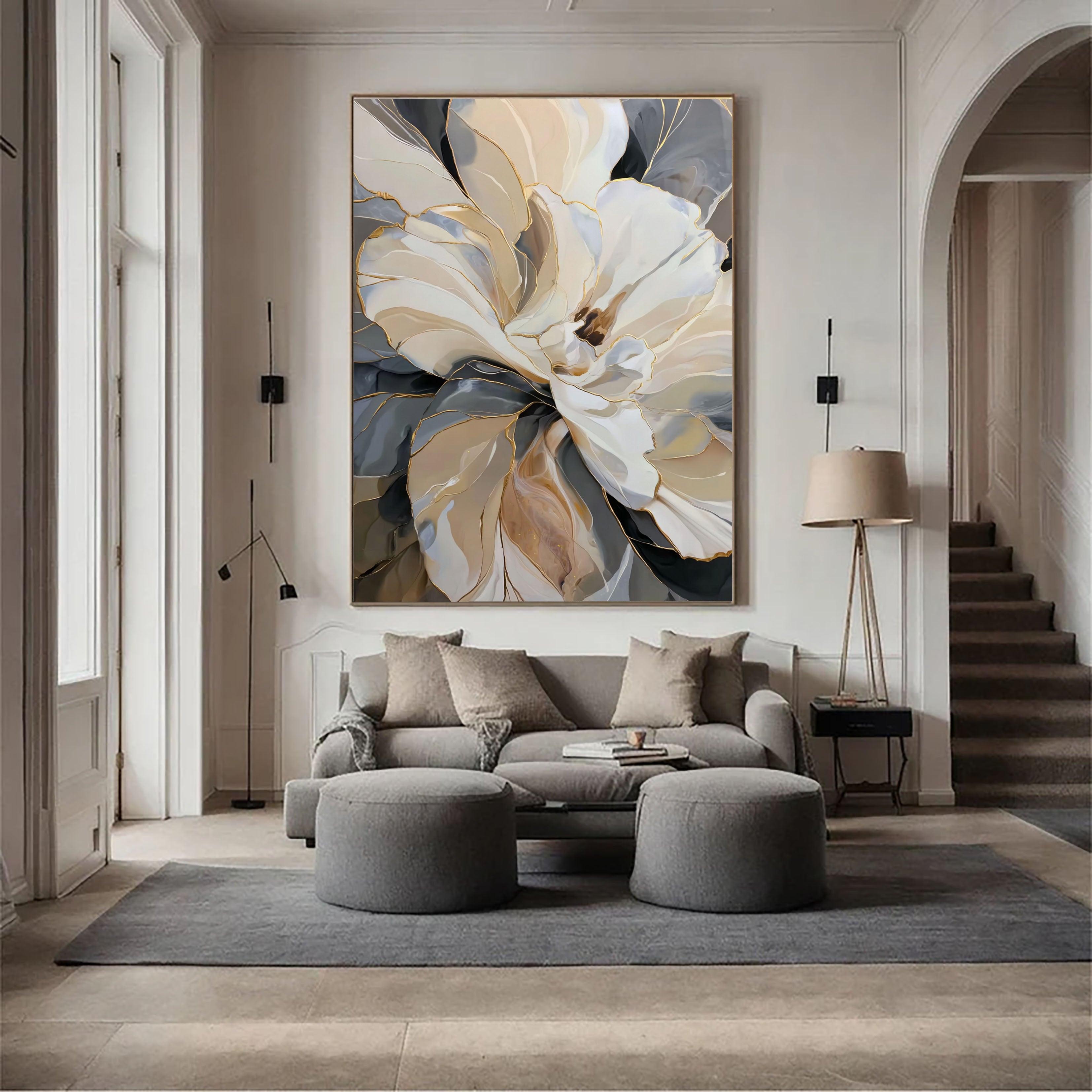 Textured Floral Luxury | Gold Accent