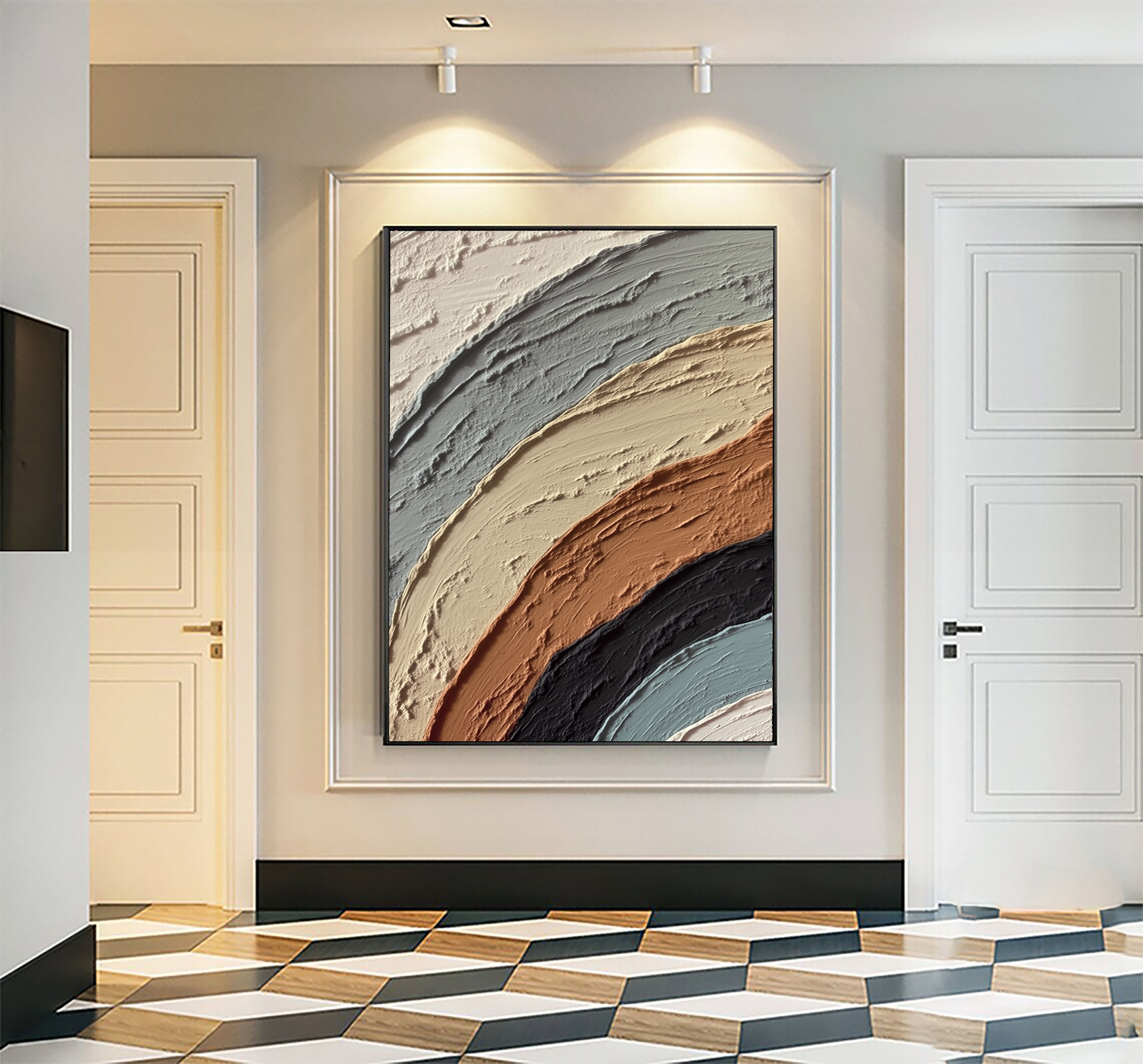 Textured Curved Layers | Terracotta Gray