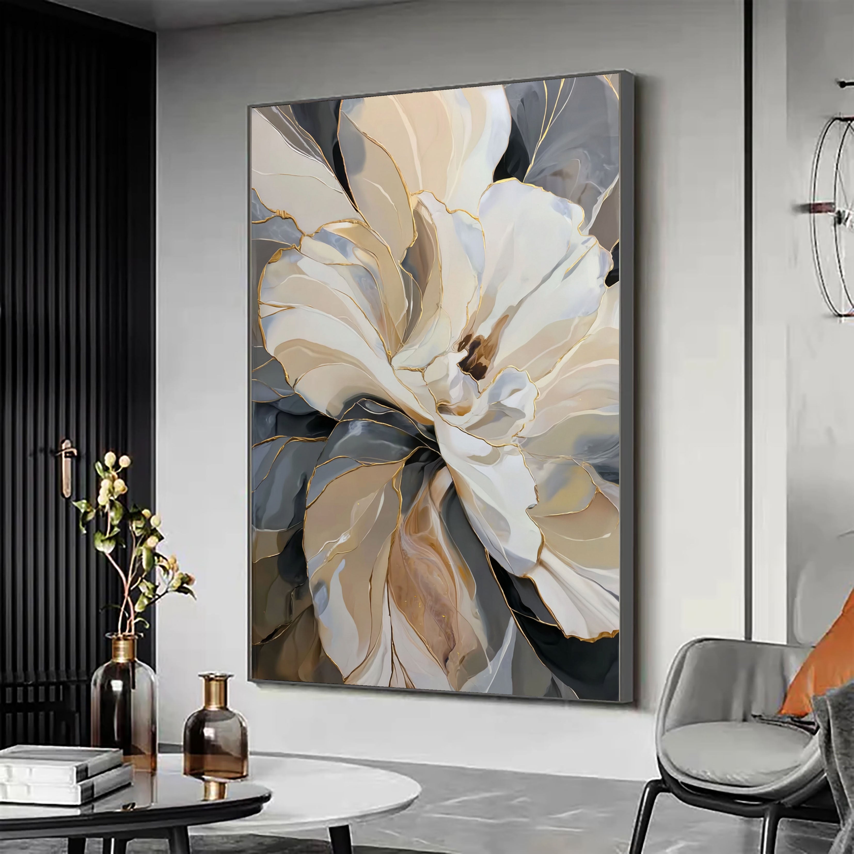 Textured Floral Luxury | Gold Accent