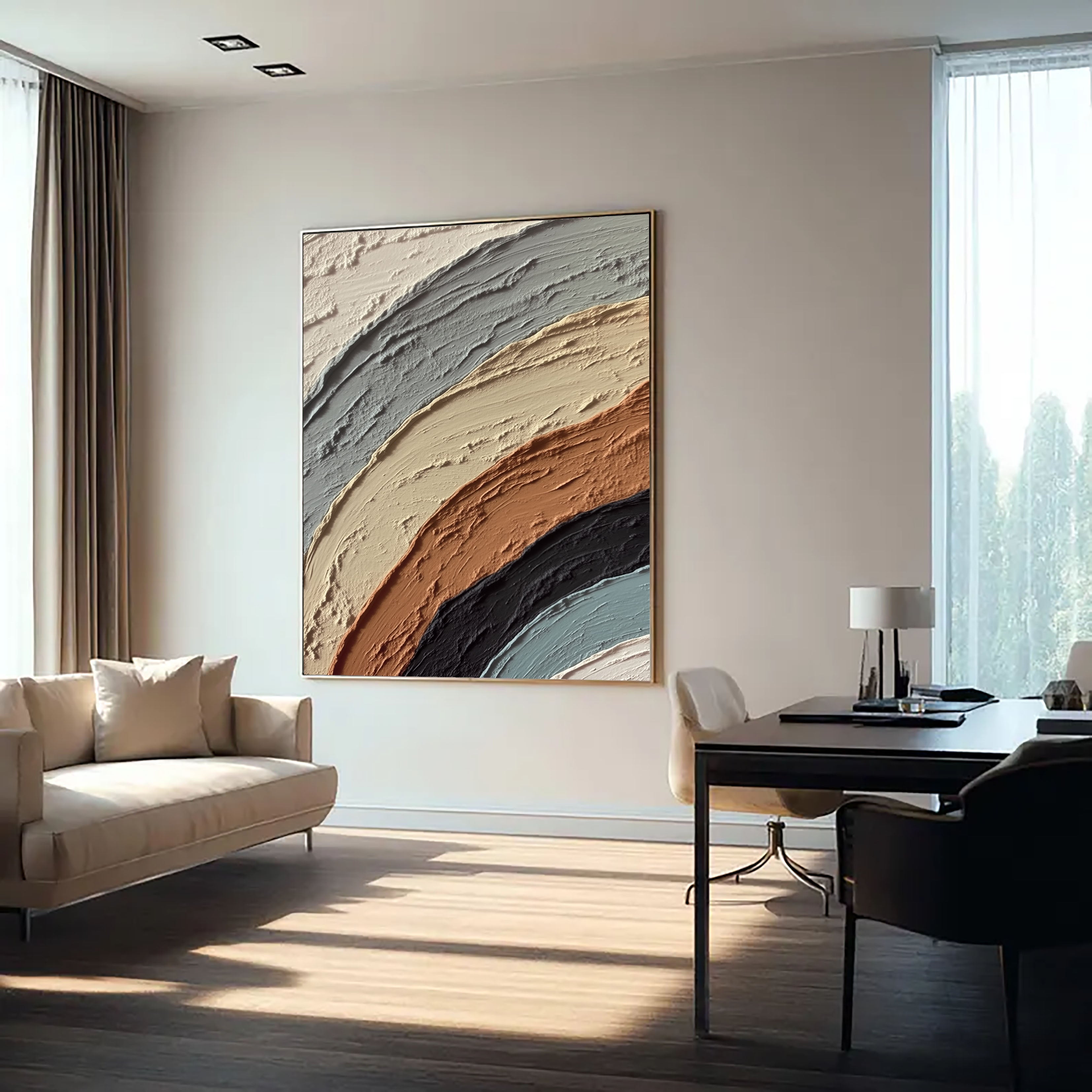 Textured Curved Layers | Terracotta Gray