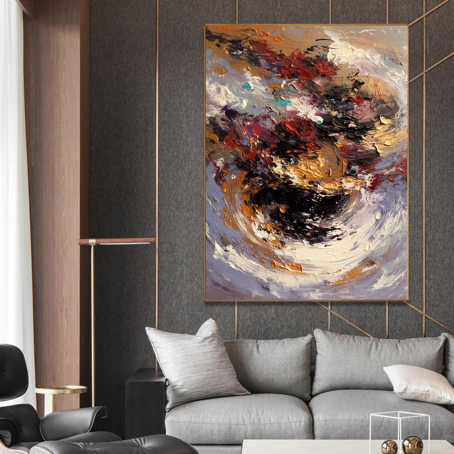 Textured Swirling Vortex | Crimson Gold