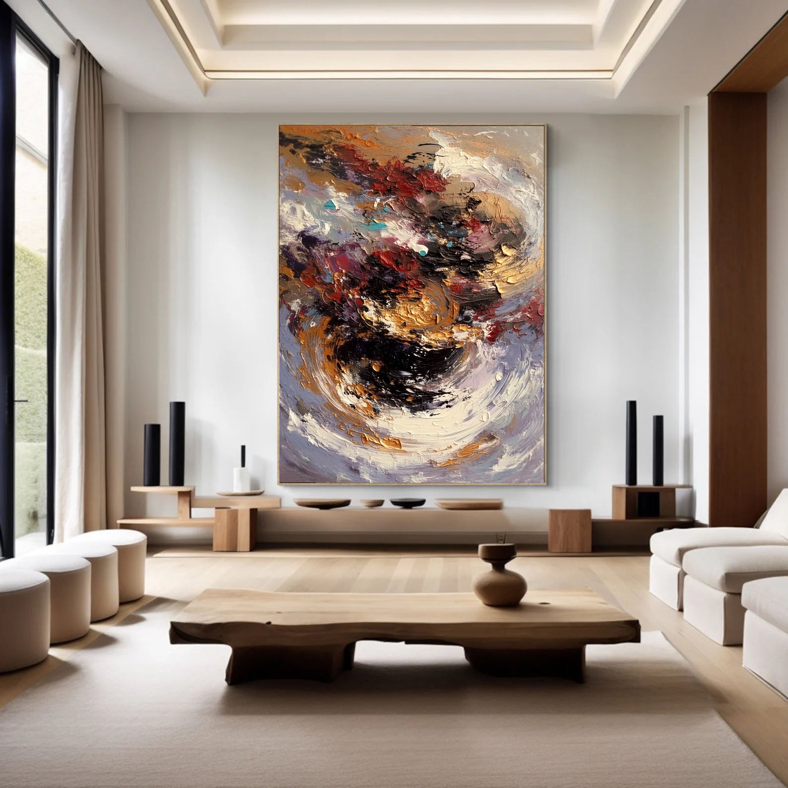 Textured Swirling Vortex | Crimson Gold