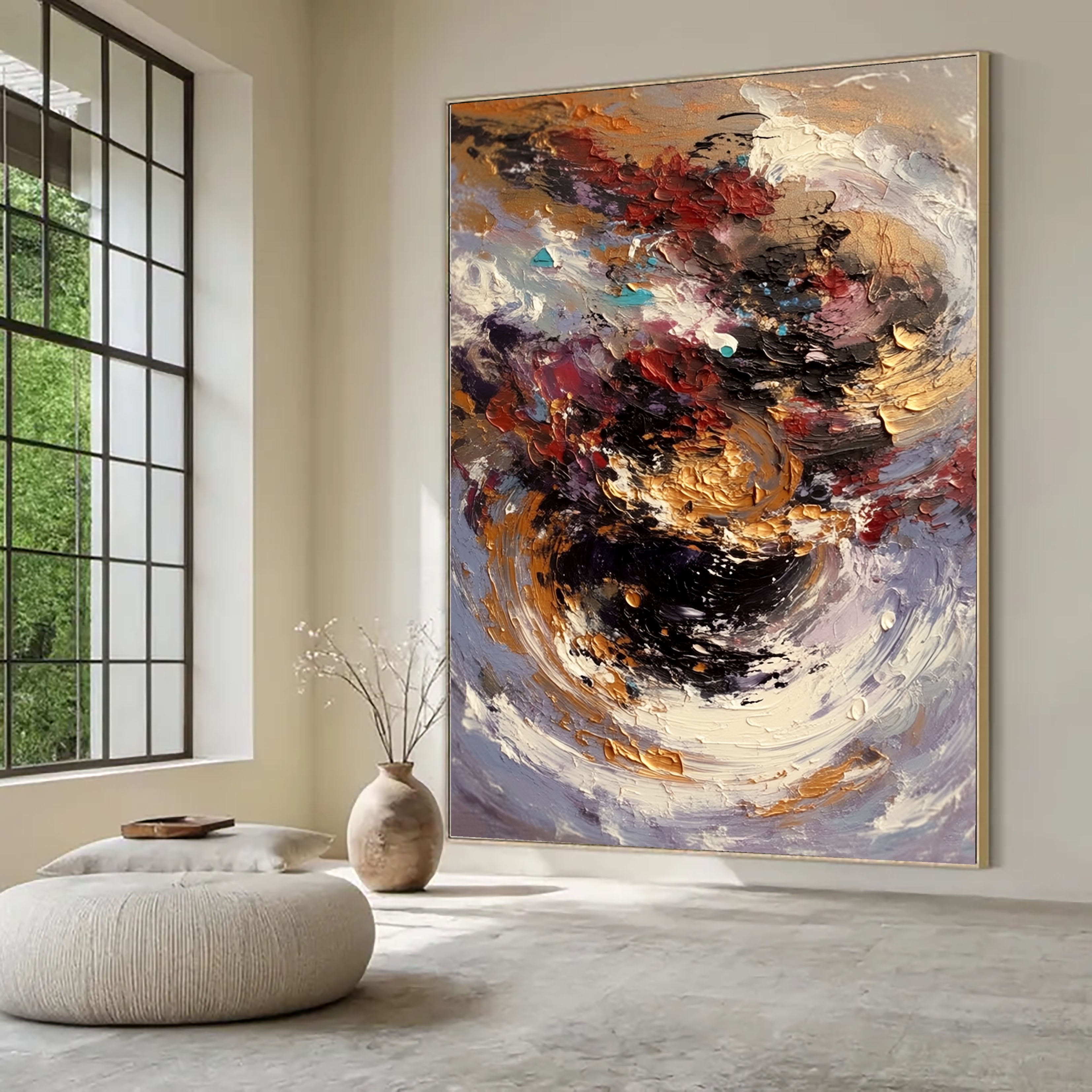 Textured Swirling Vortex | Crimson Gold