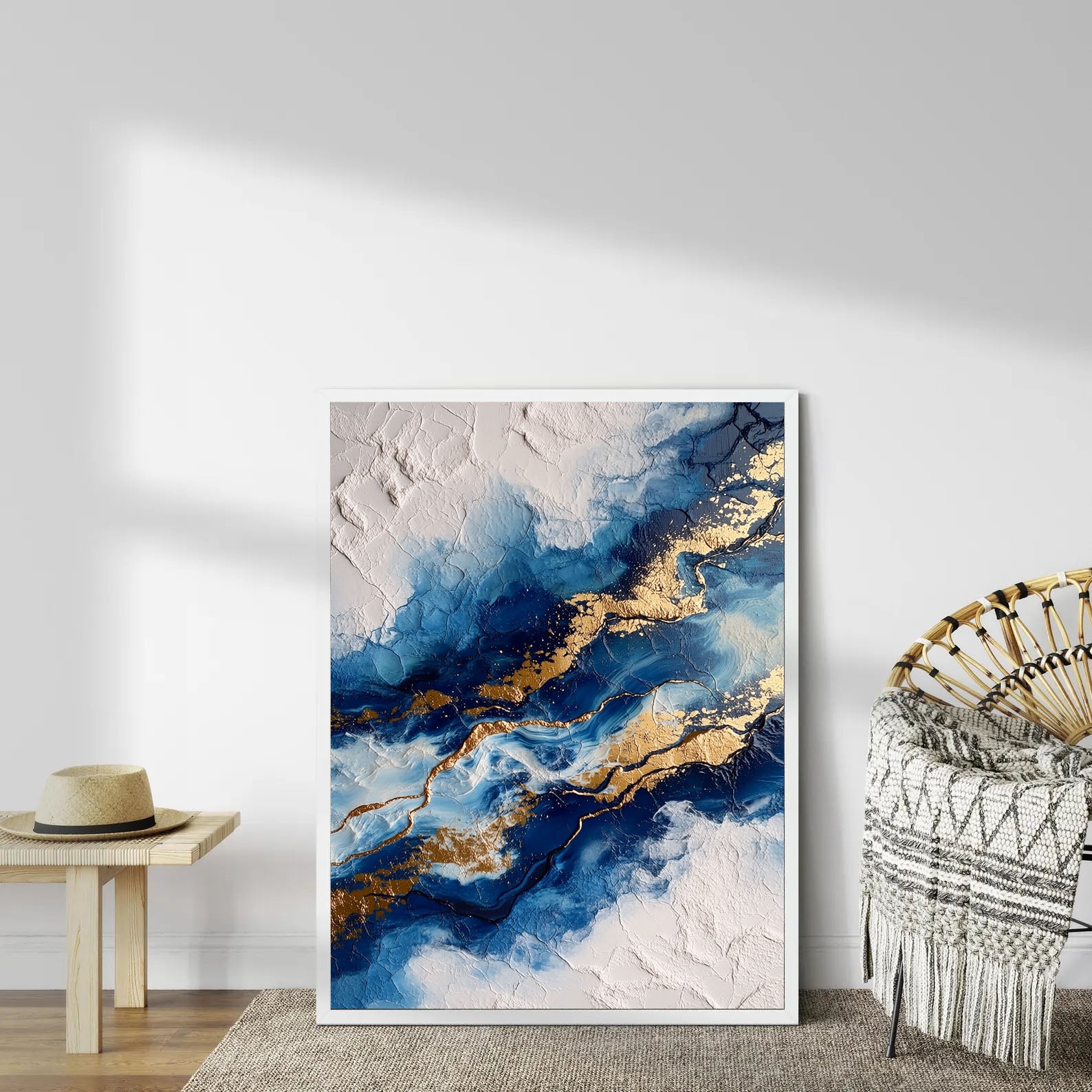 Textured Blue Currents | Indigo Gold