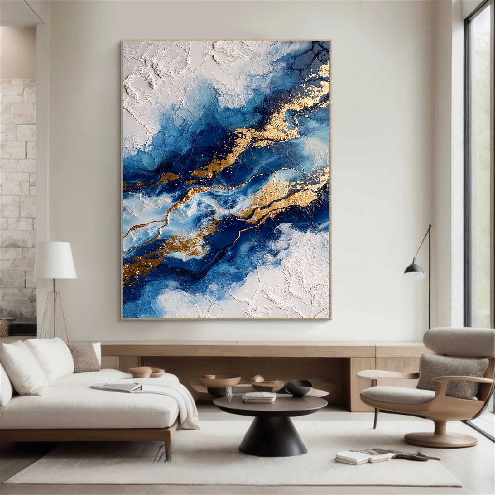 Textured Blue Currents | Indigo Gold