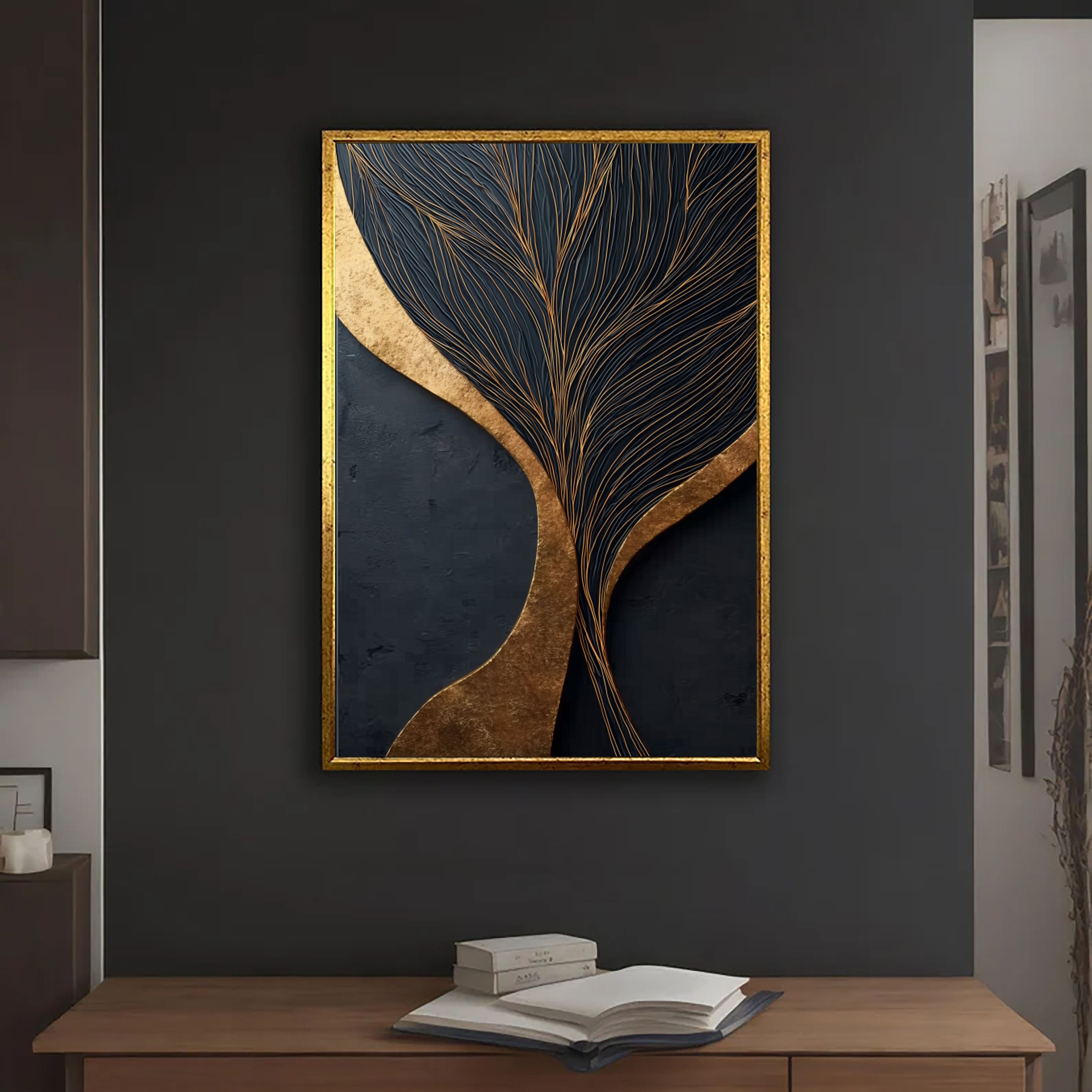Elegante Vergoldete Zweige | Schwarz Gold