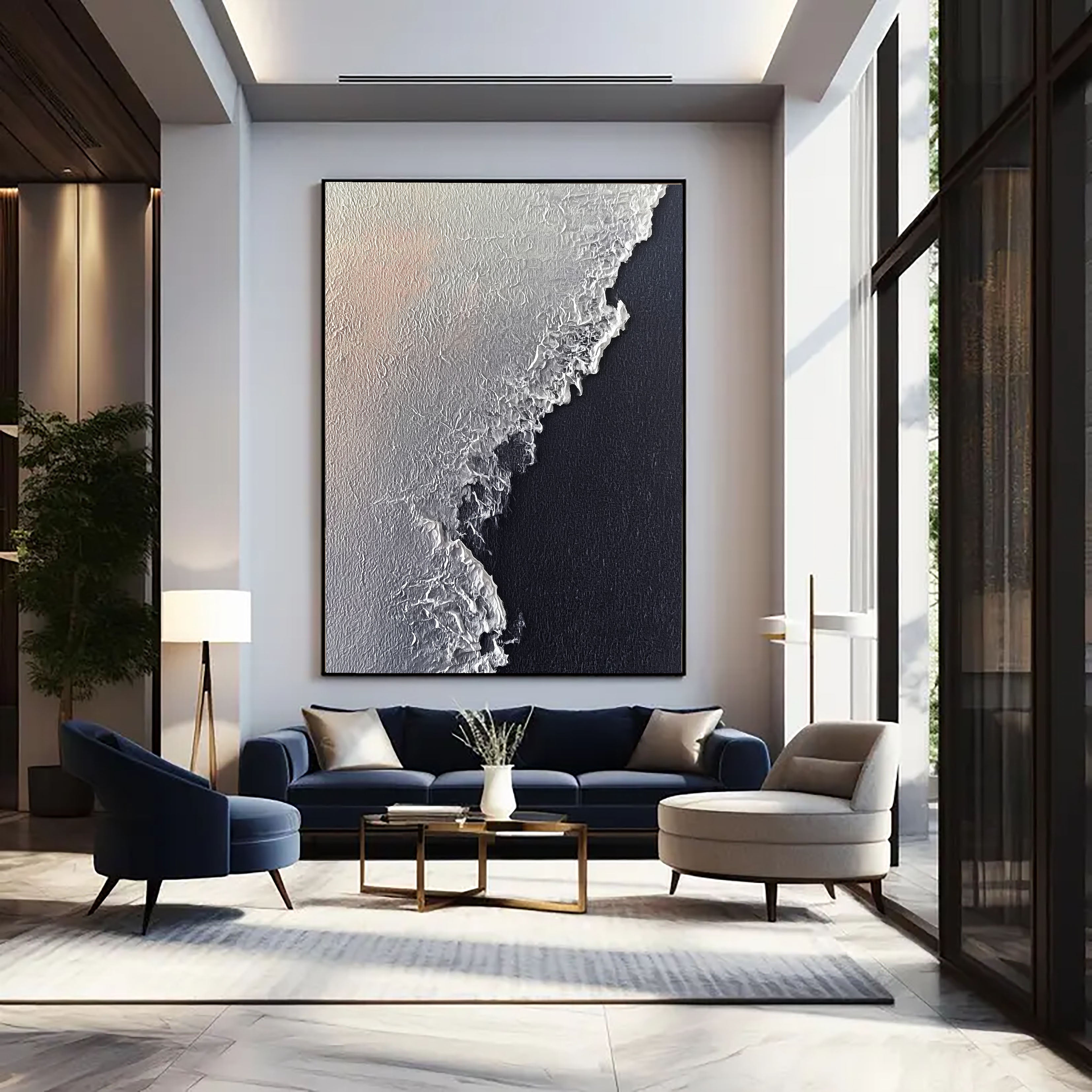 Textured Coastal Contrast | Silver Wave