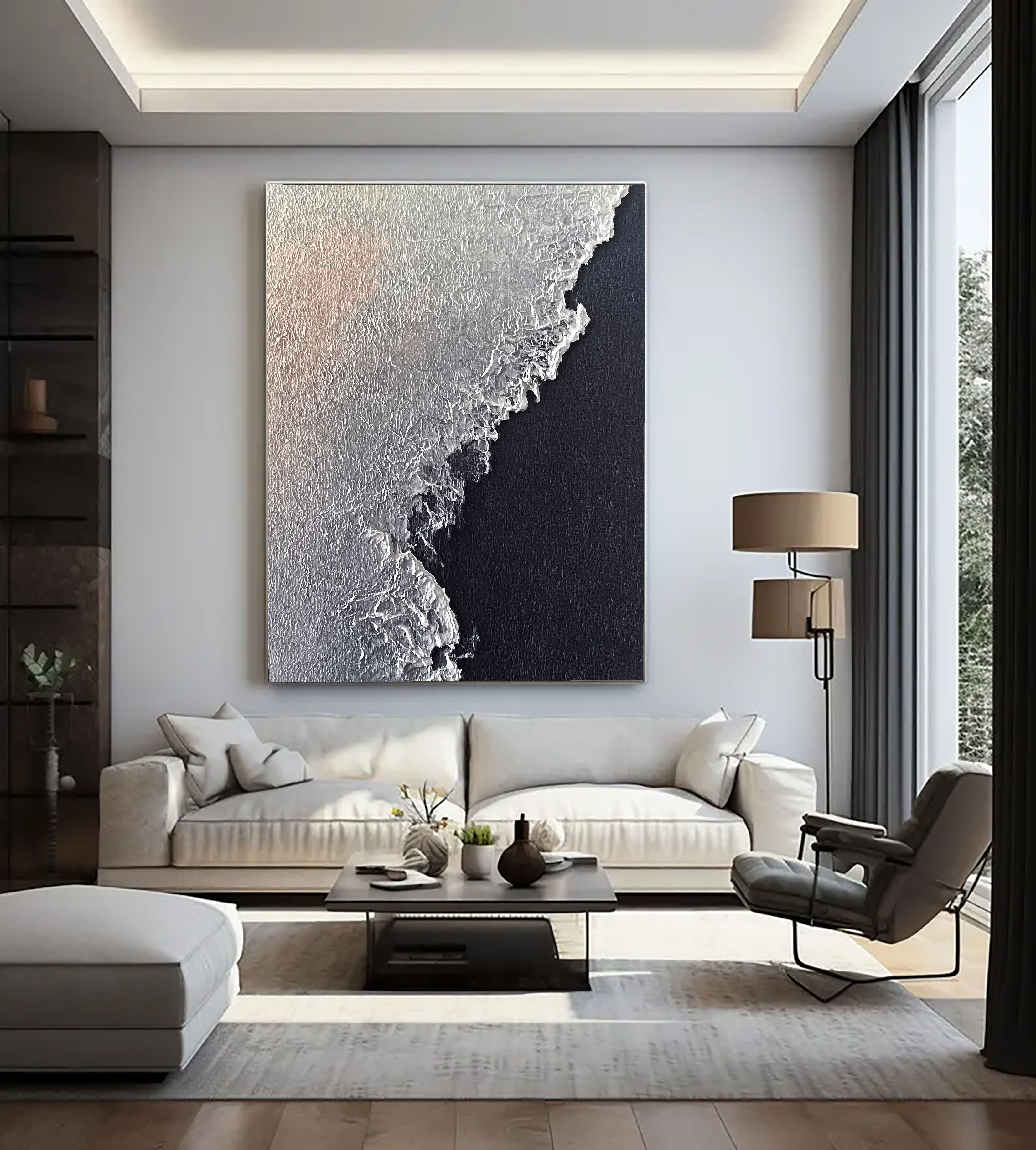 Textured Coastal Contrast | Silver Wave