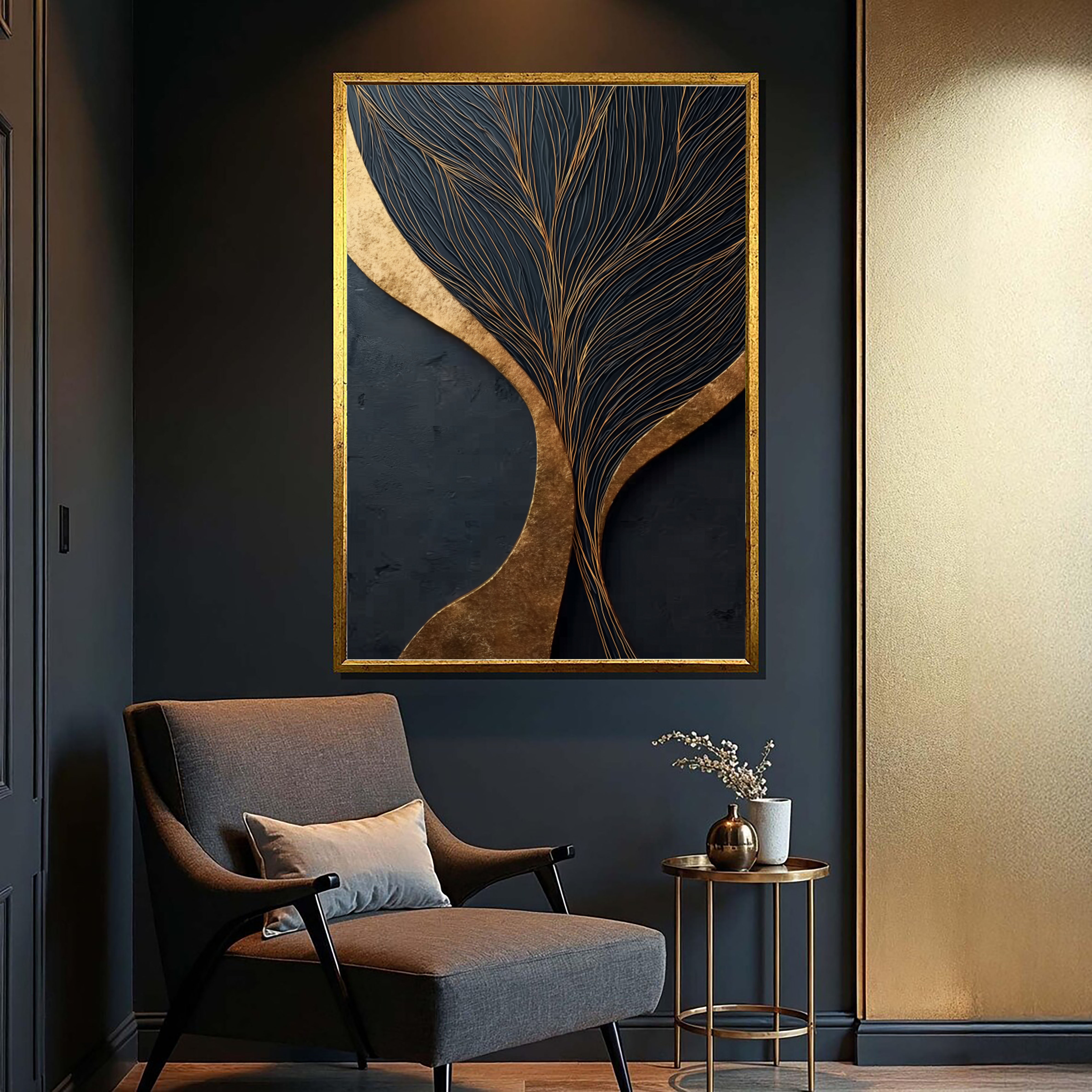 Elegante Vergoldete Zweige | Schwarz Gold