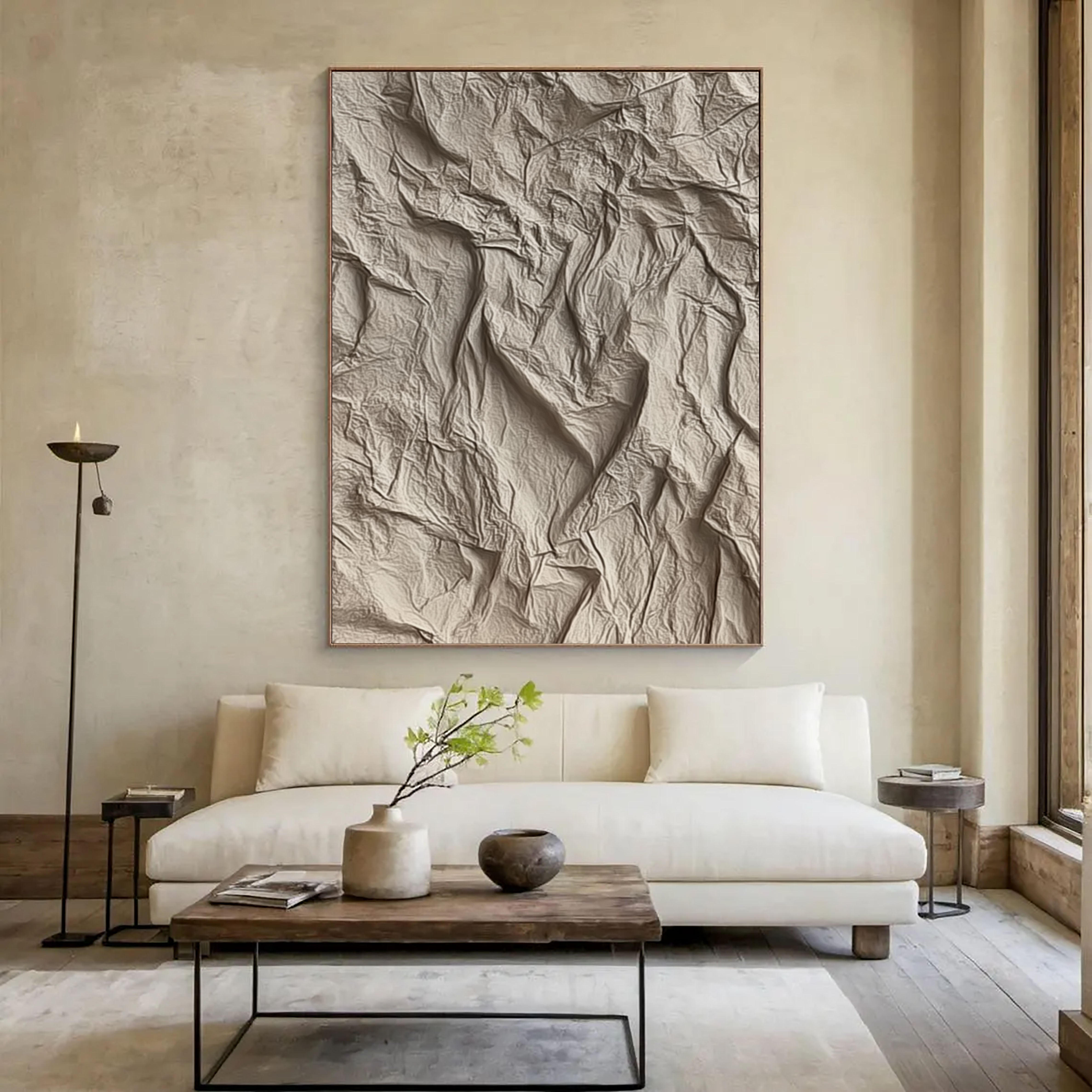 Abstract Crumpled Texture | Neutral Beige