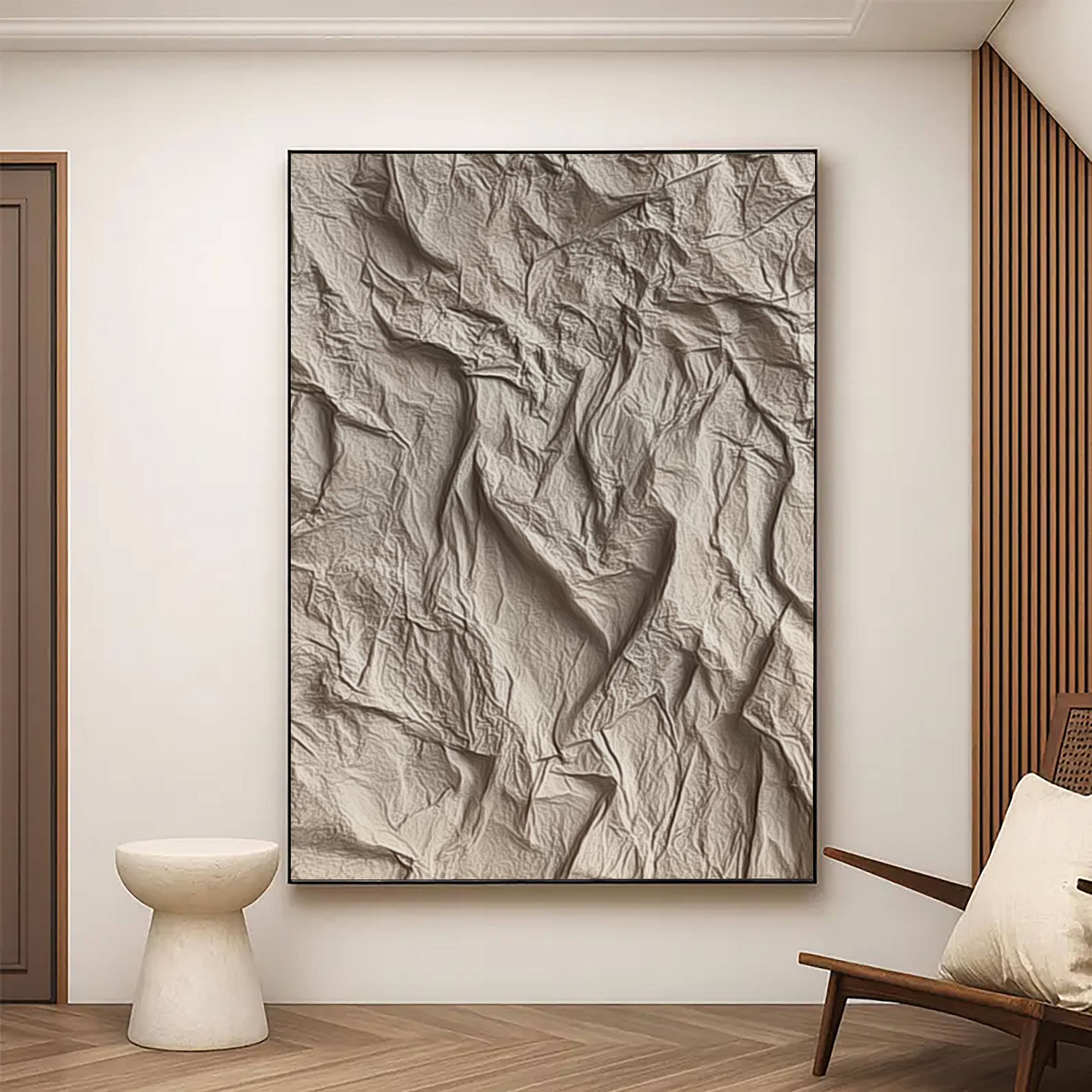 Abstract Crumpled Texture | Neutral Beige