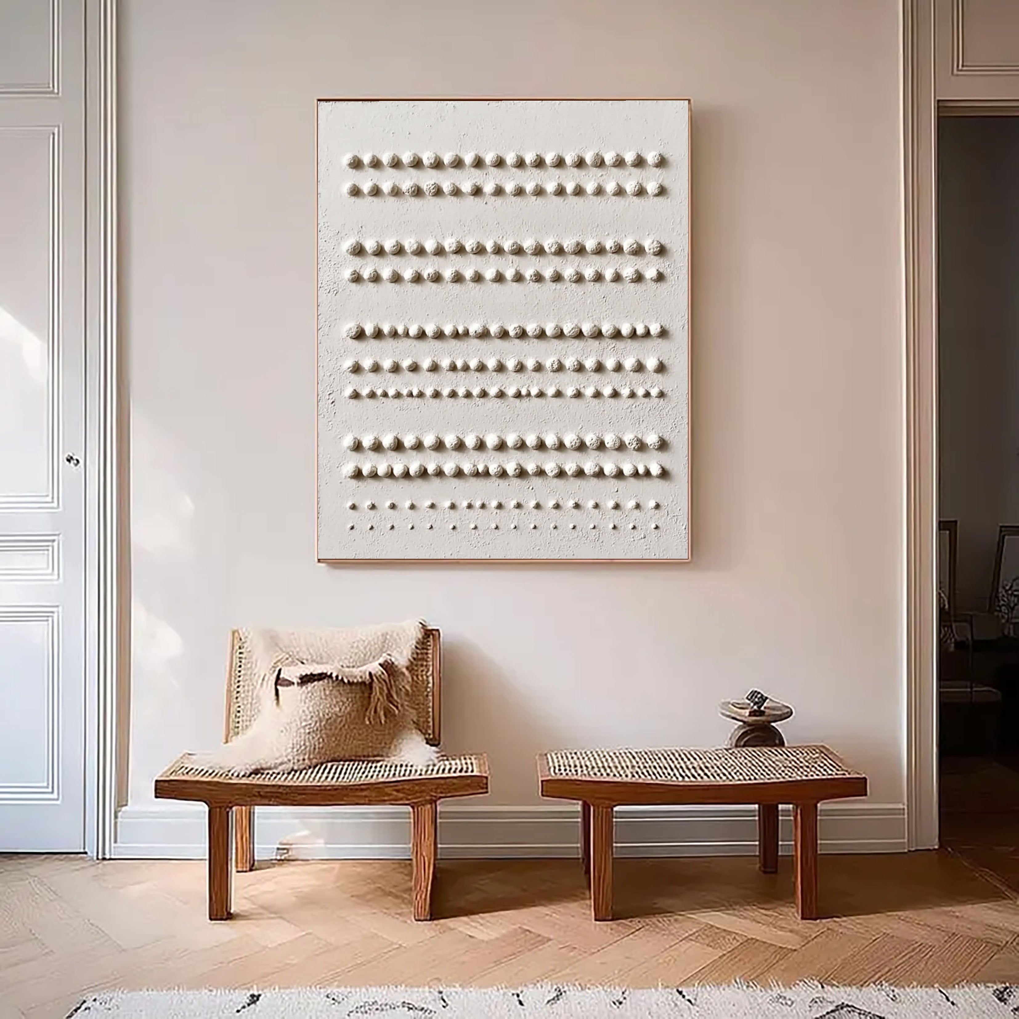 Textured Minimalist Rhythm | Beige Dot