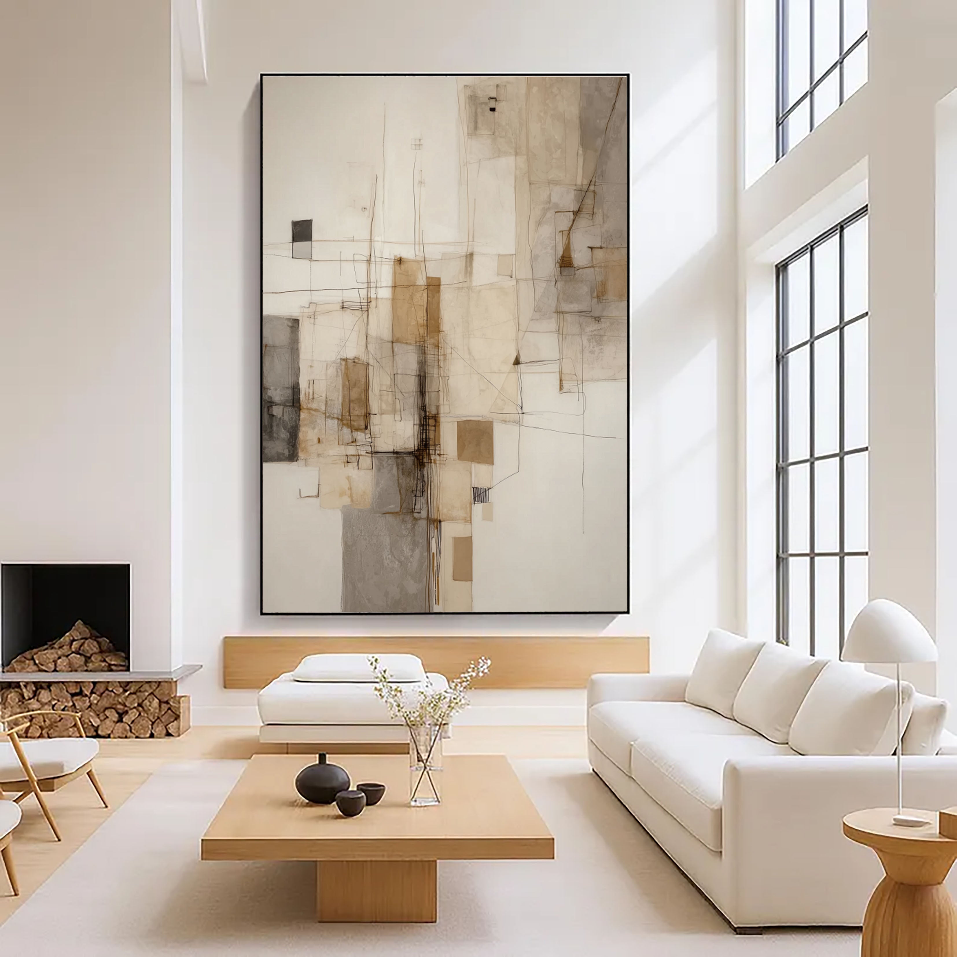 Minimalist Geometric Lines | Beige Tones