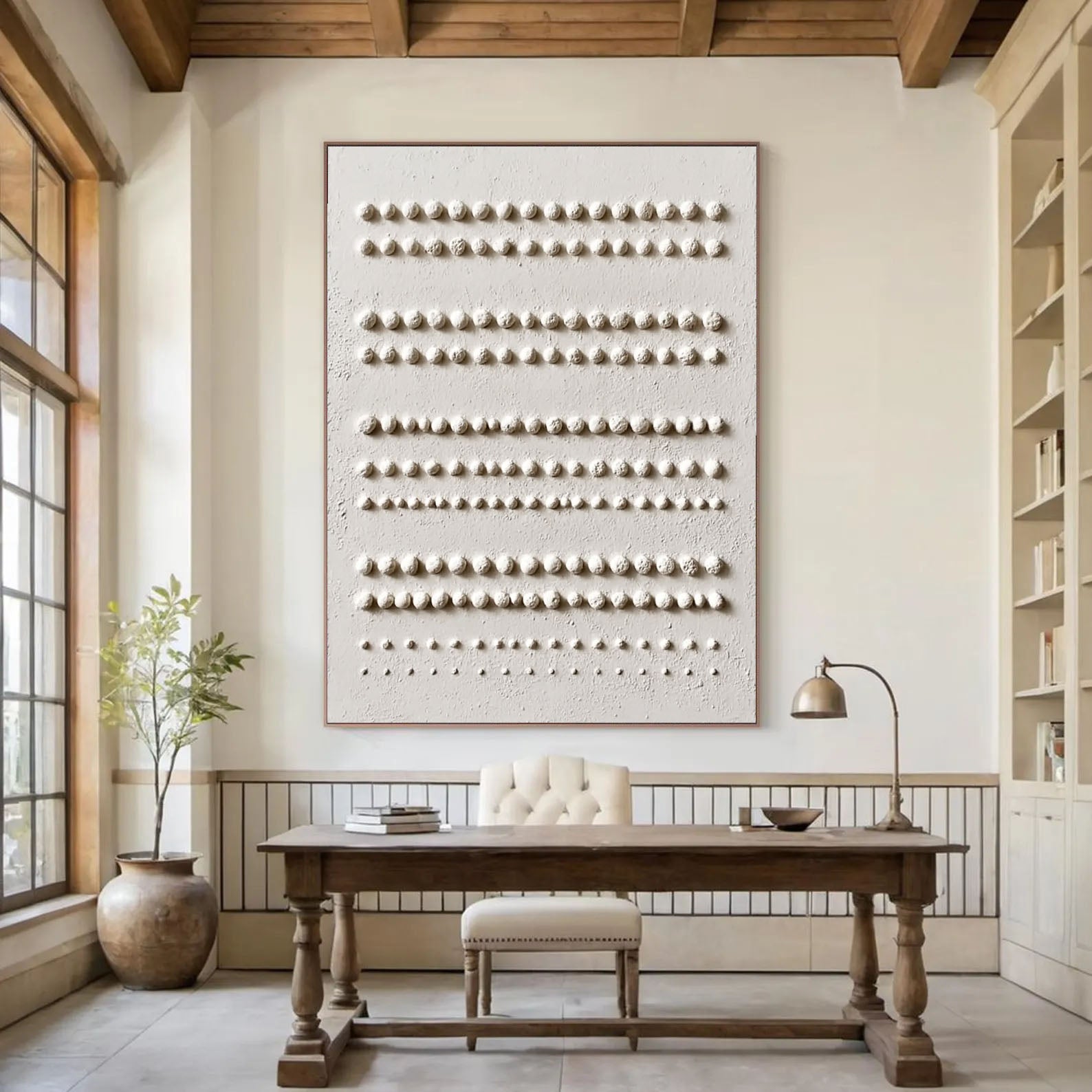 Textured Minimalist Rhythm | Beige Dot