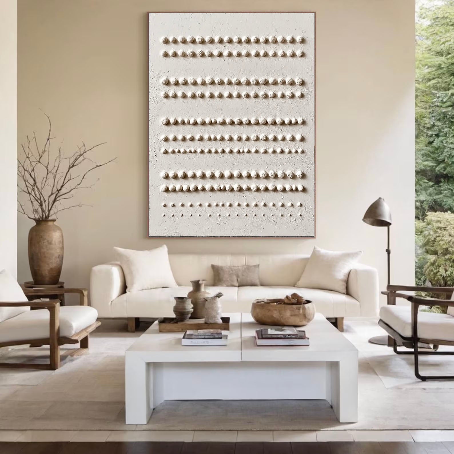 Textured Minimalist Rhythm | Beige Dot