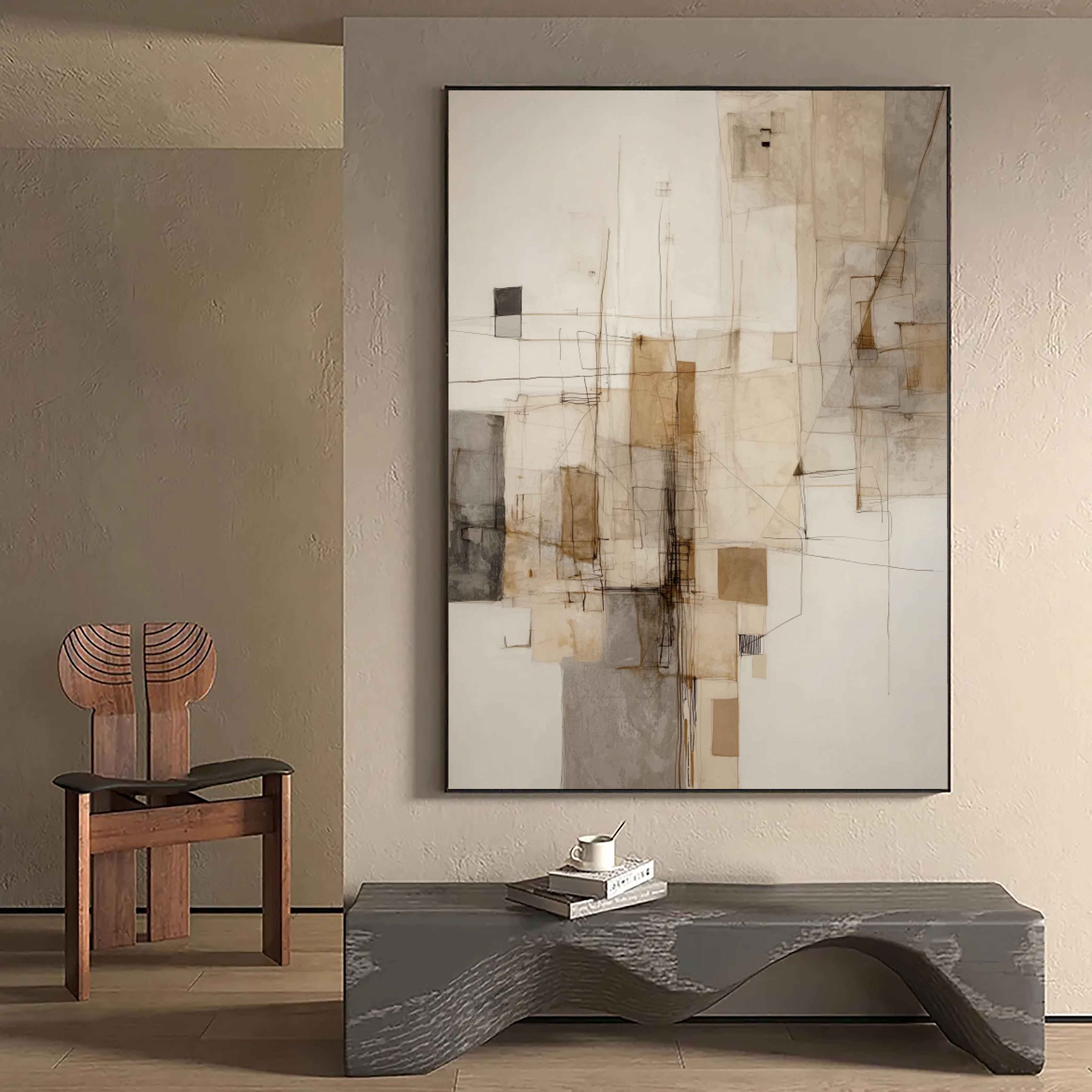 Minimalist Geometric Lines | Beige Tones
