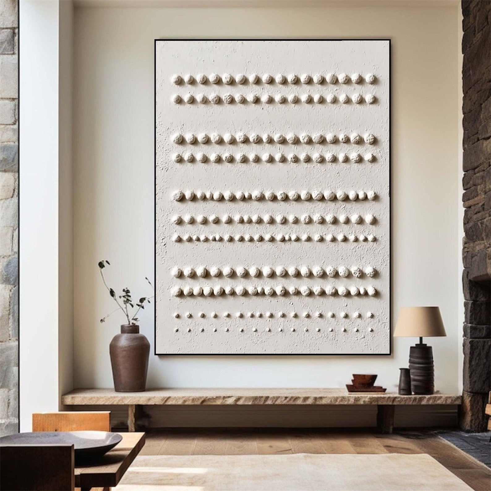 Textured Minimalist Rhythm | Beige Dot