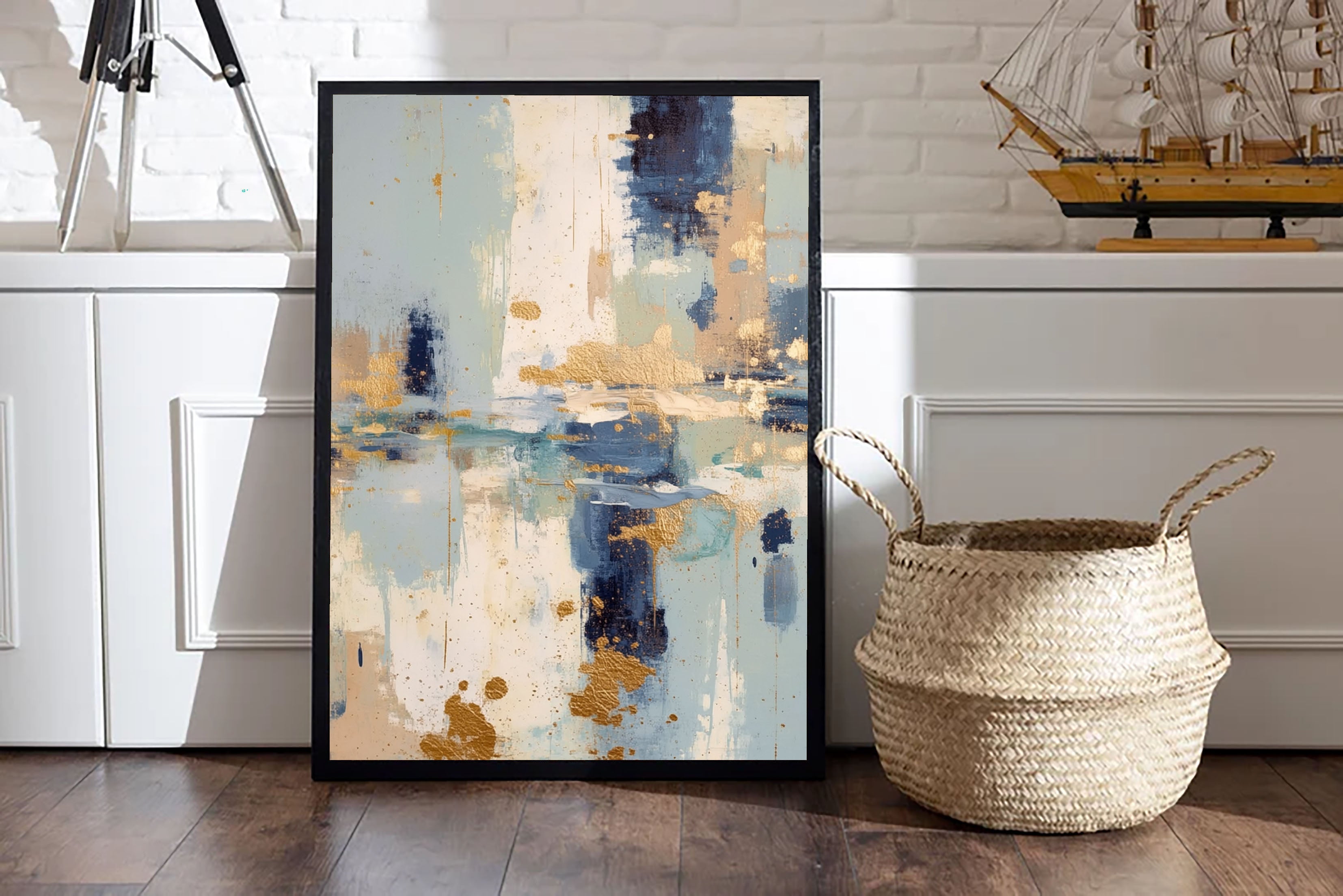Textured Abstract Strokes | Blue Gold