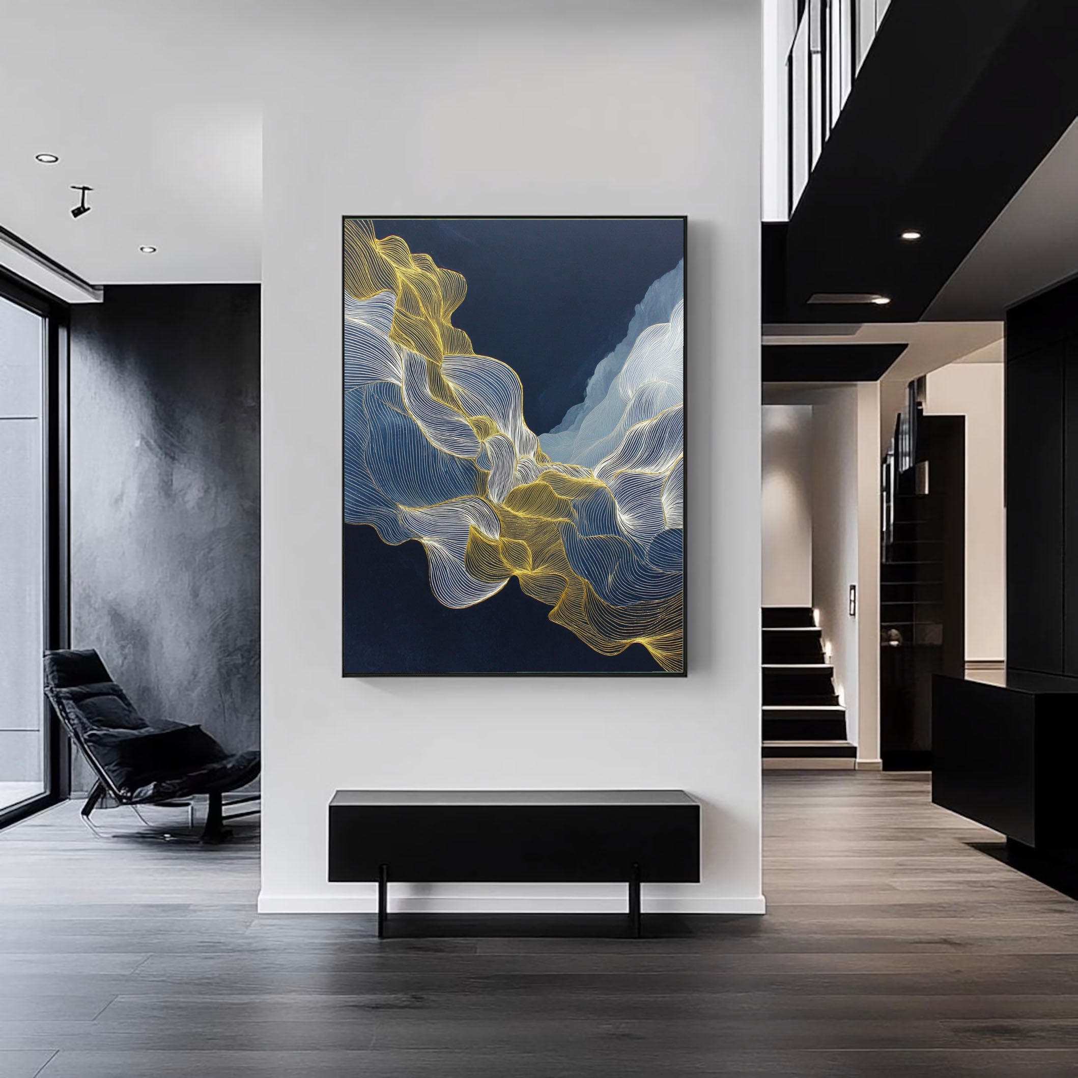 Textured Linear Elegance | Gilded Waves