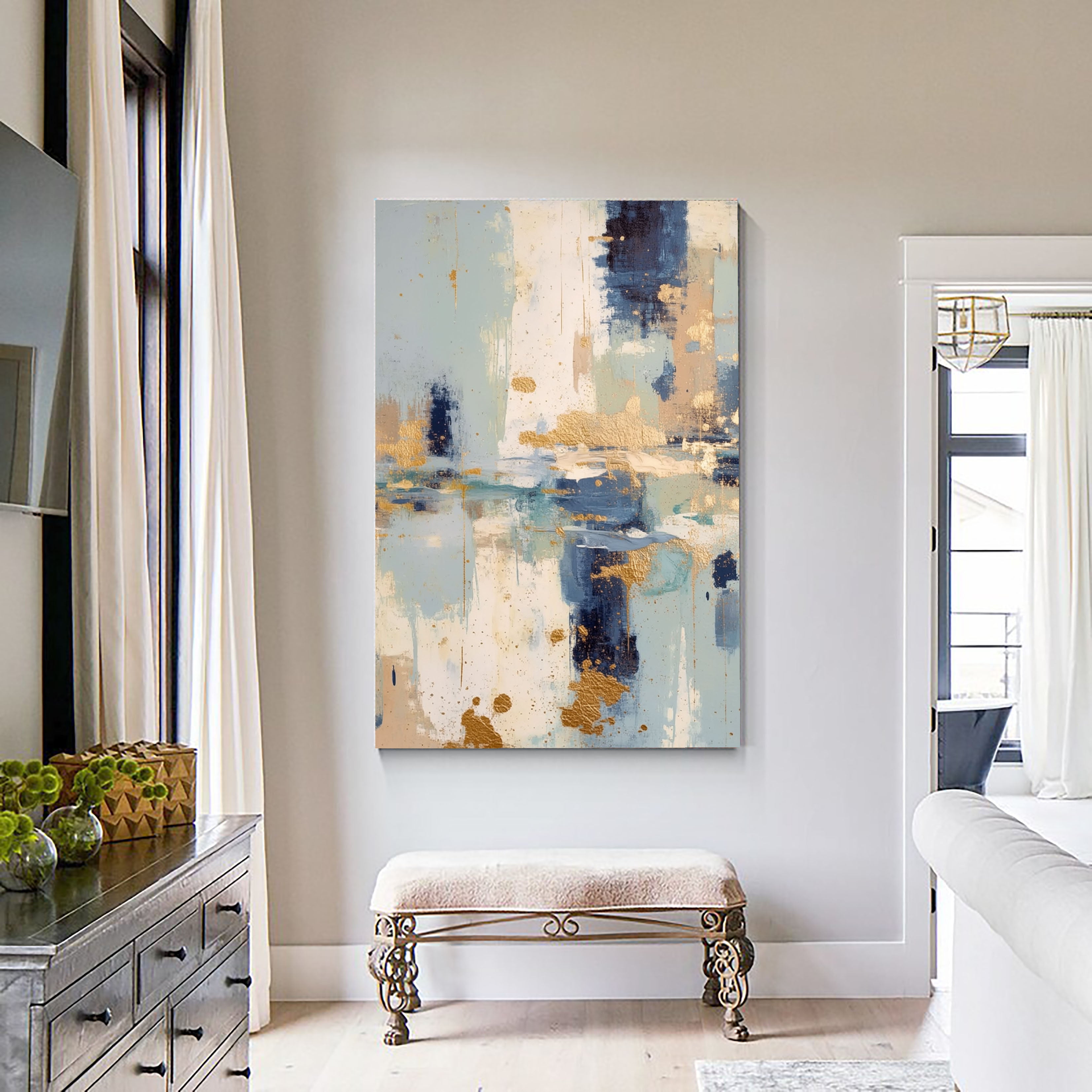 Textured Abstract Strokes | Blue Gold
