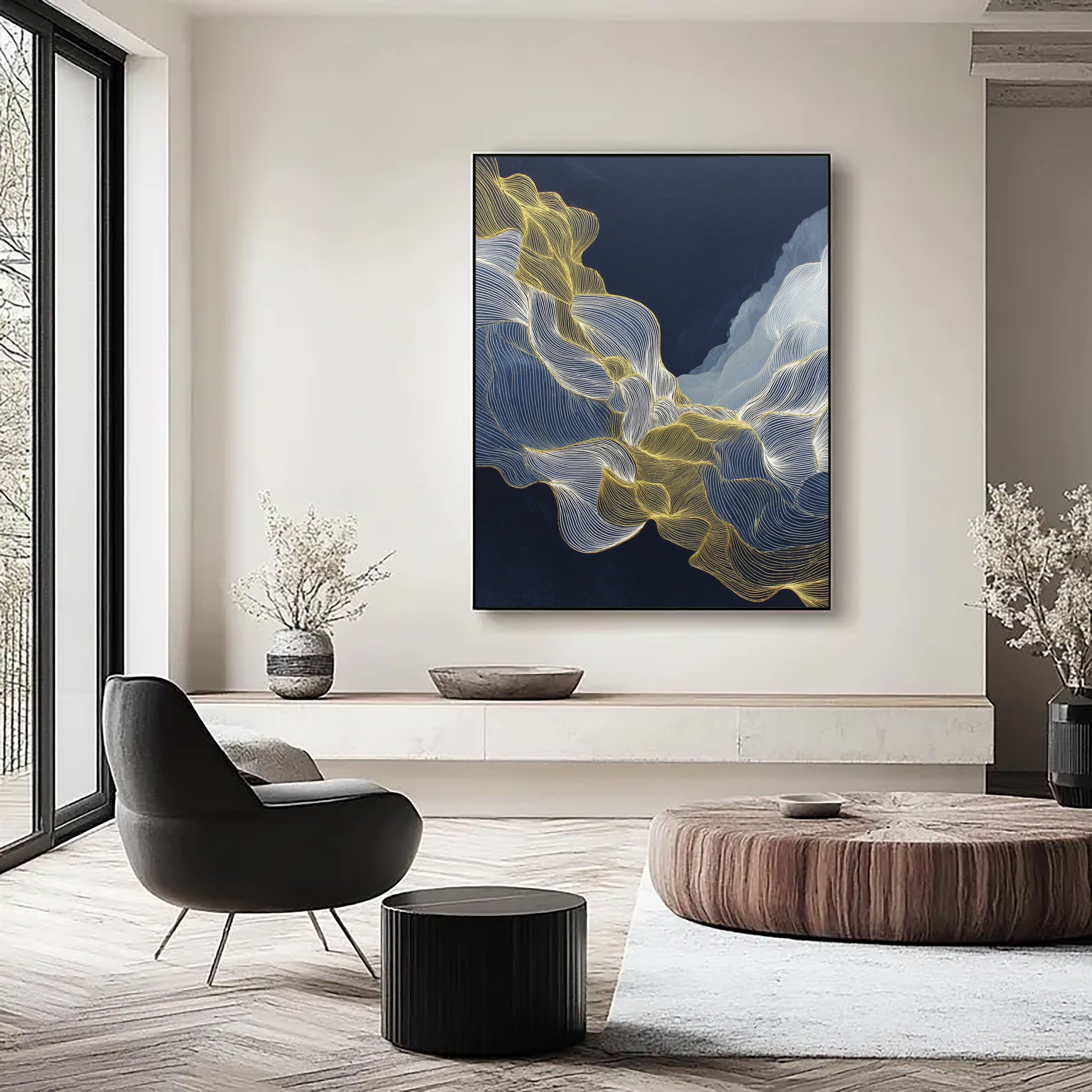 Textured Linear Elegance | Gilded Waves