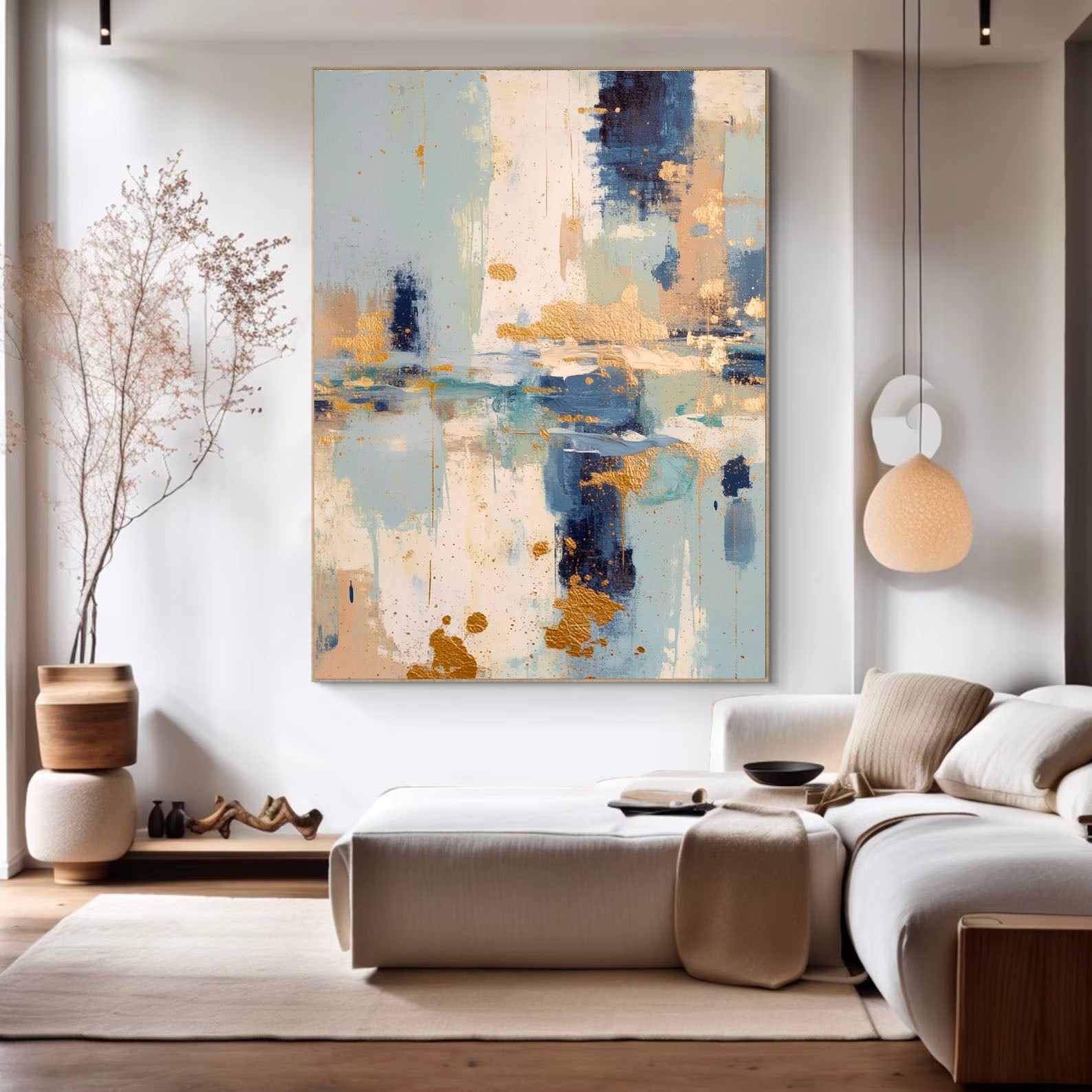 Textured Abstract Strokes | Blue Gold