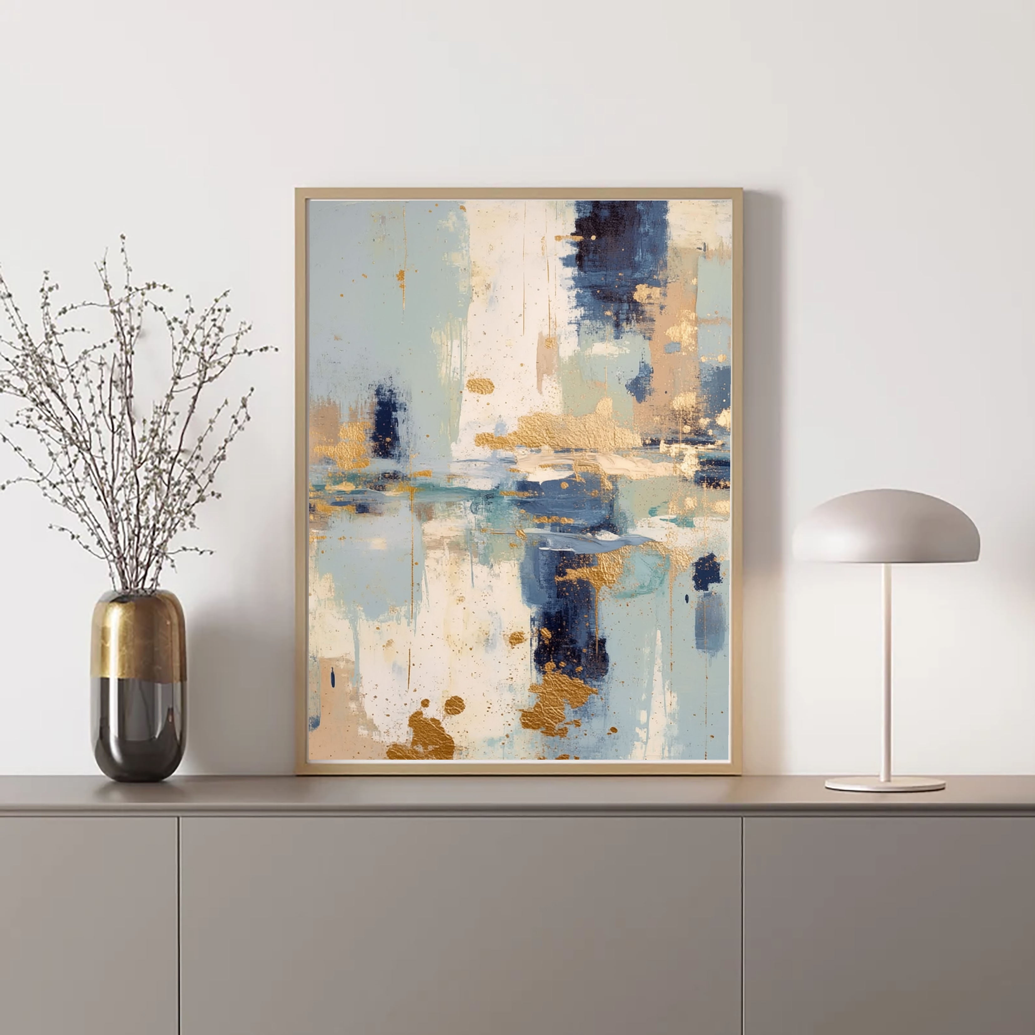 Textured Abstract Strokes | Blue Gold
