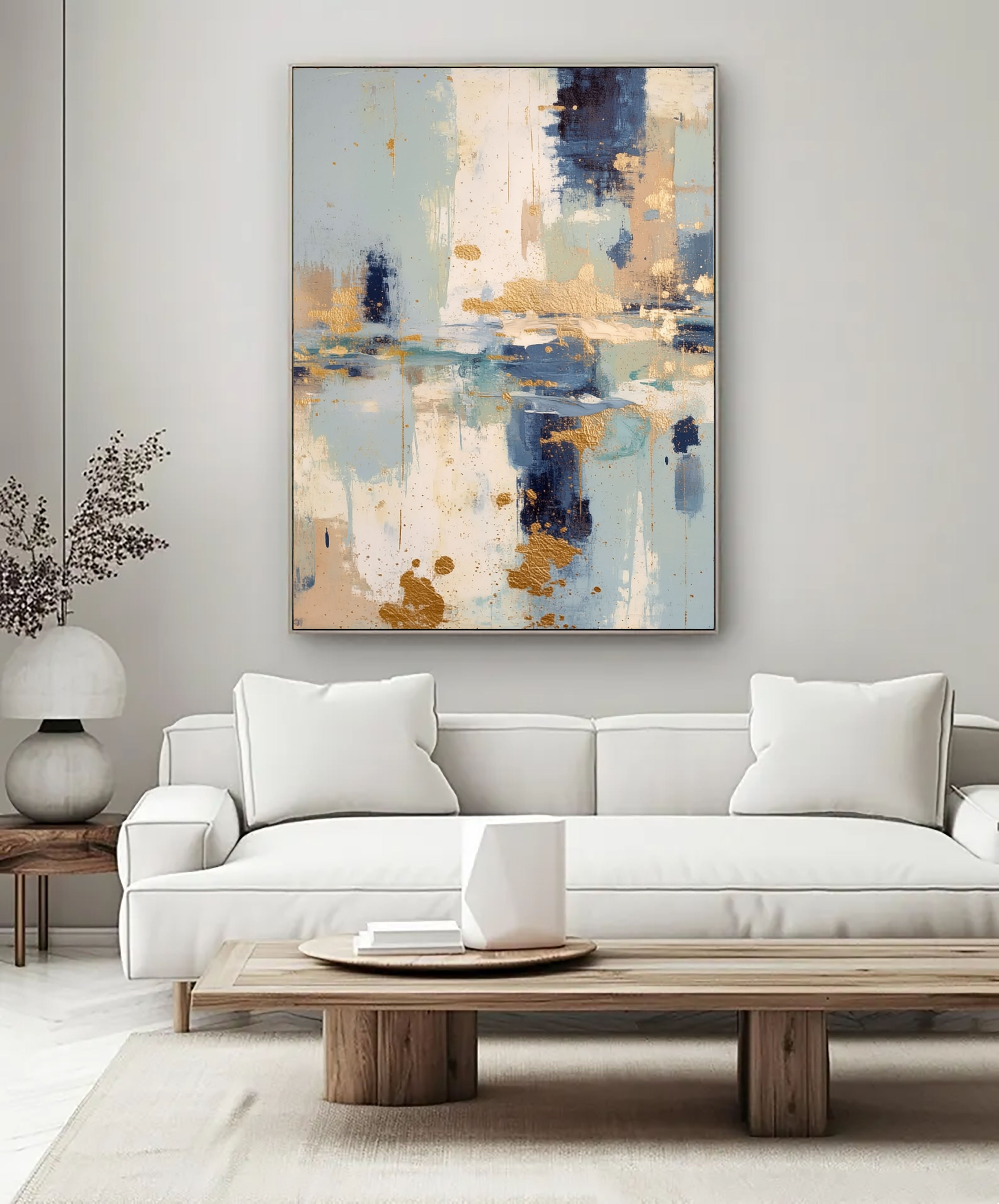 Textured Abstract Strokes | Blue Gold