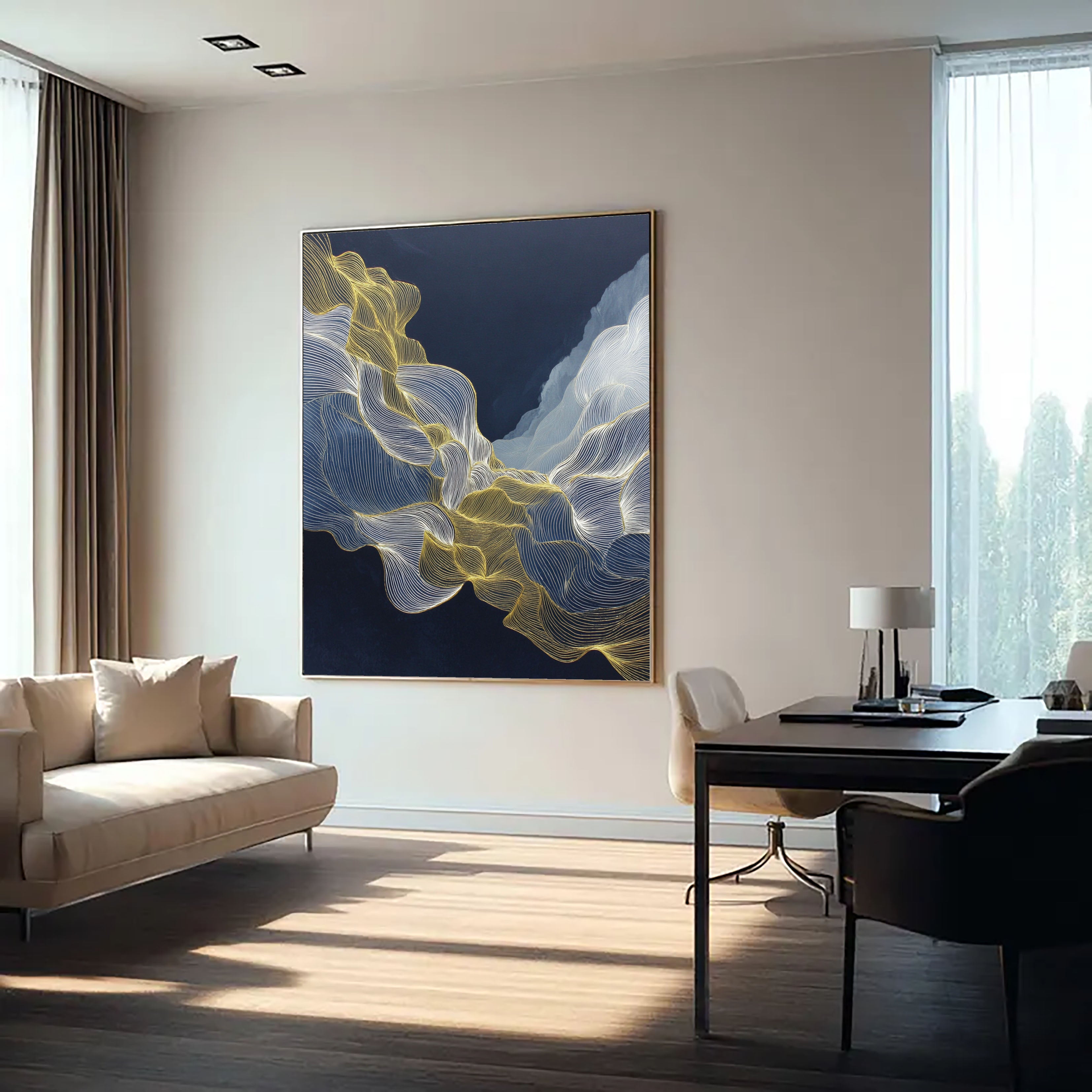 Textured Linear Elegance | Gilded Waves