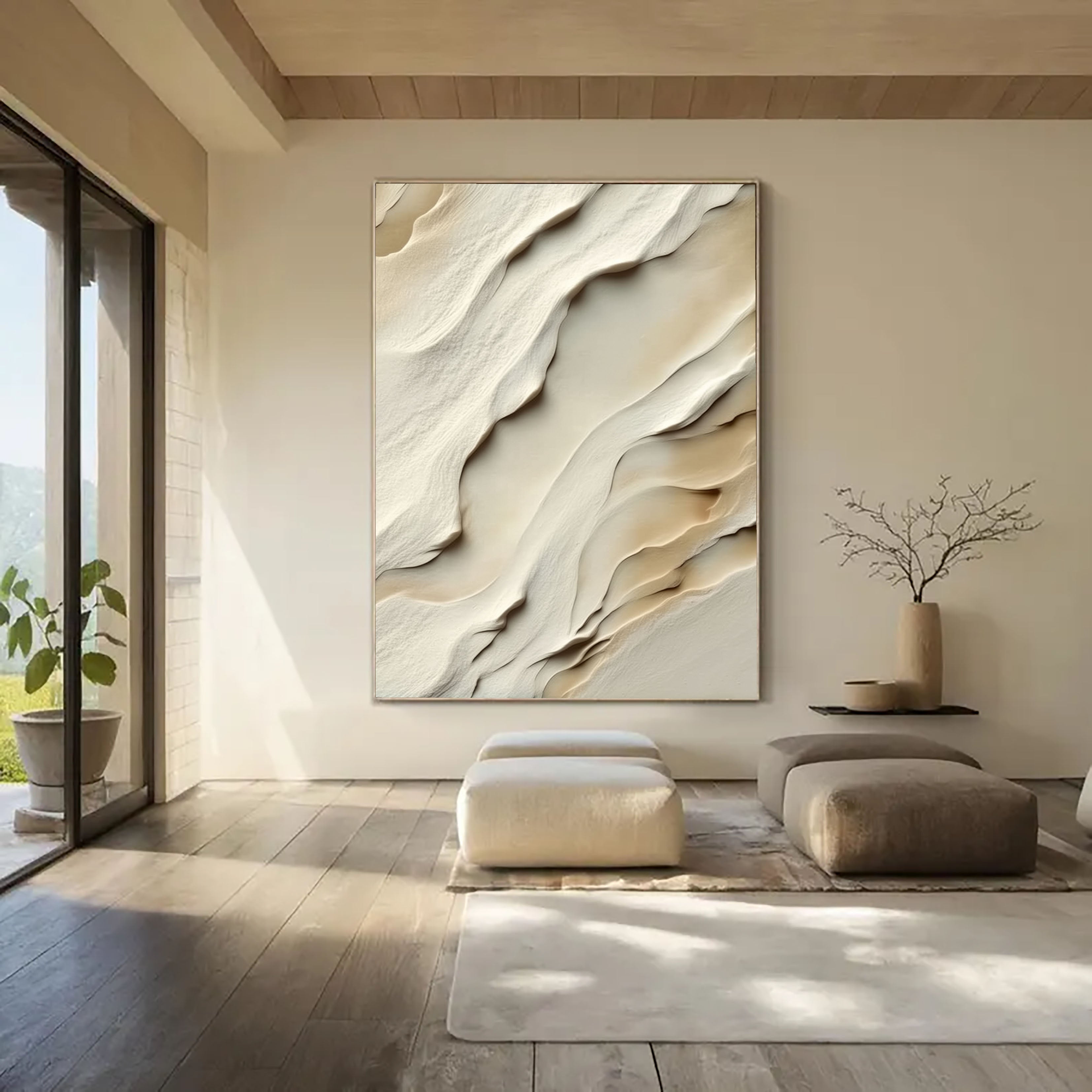 Textured Fluid Dunes | Ivory Beige