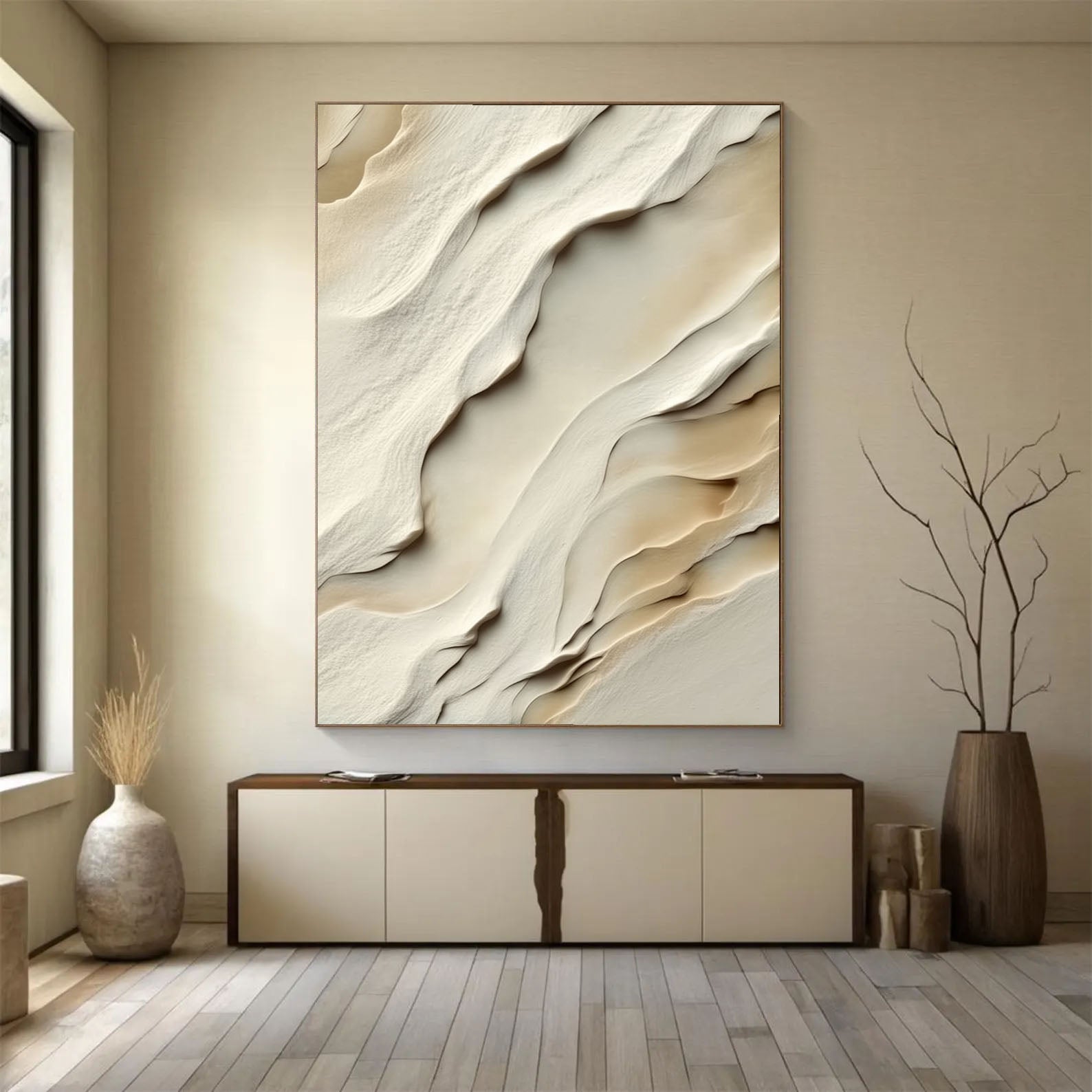 Textured Fluid Dunes | Ivory Beige