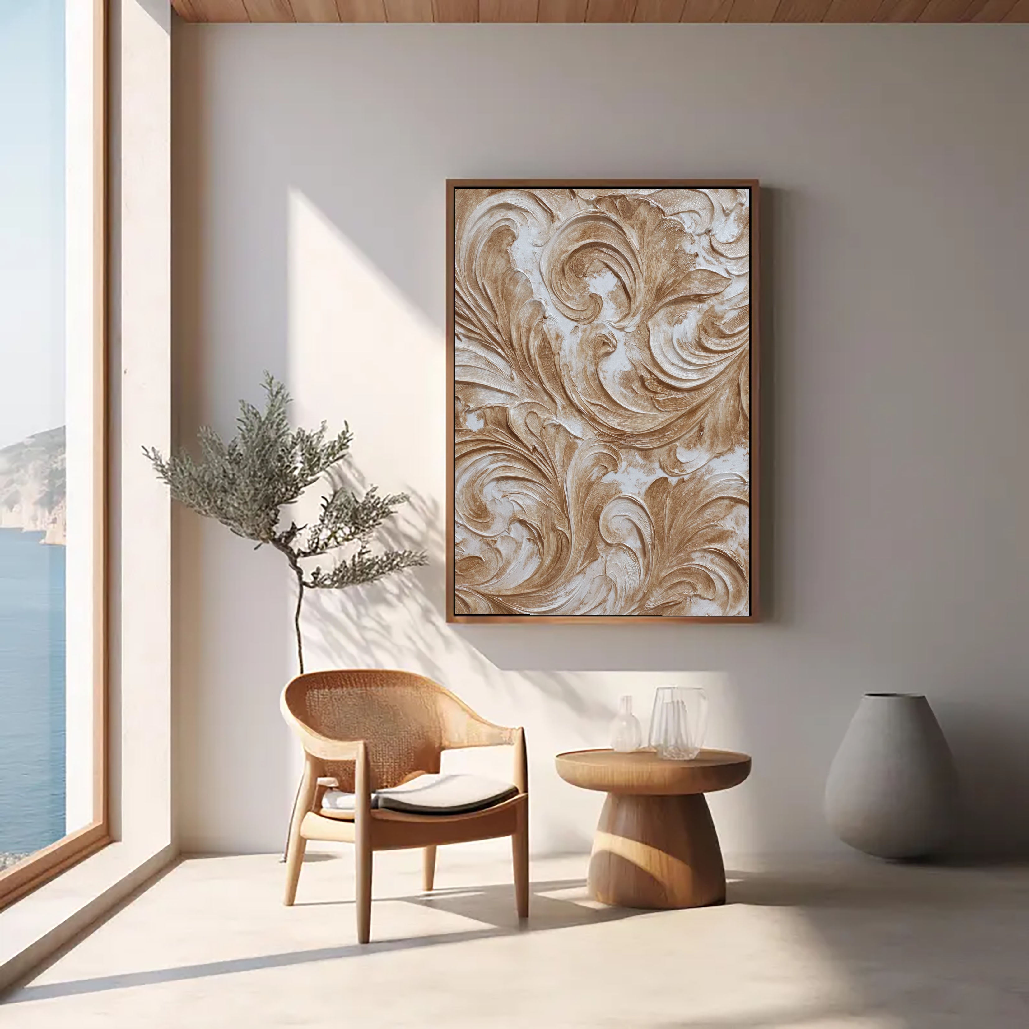 Textured Ornate Swirls | Warm Taupe