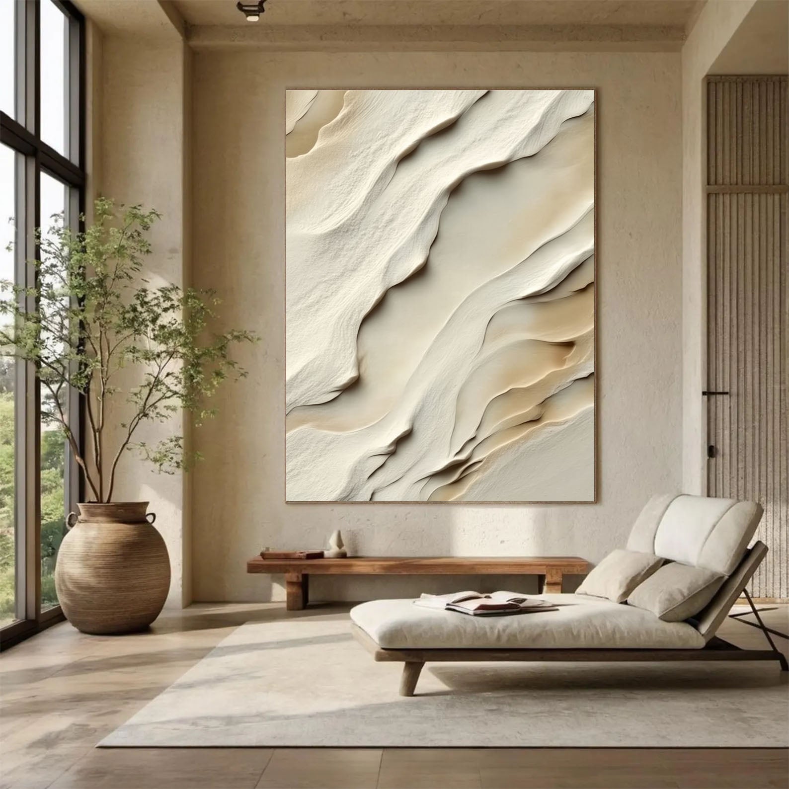 Textured Fluid Dunes | Ivory Beige