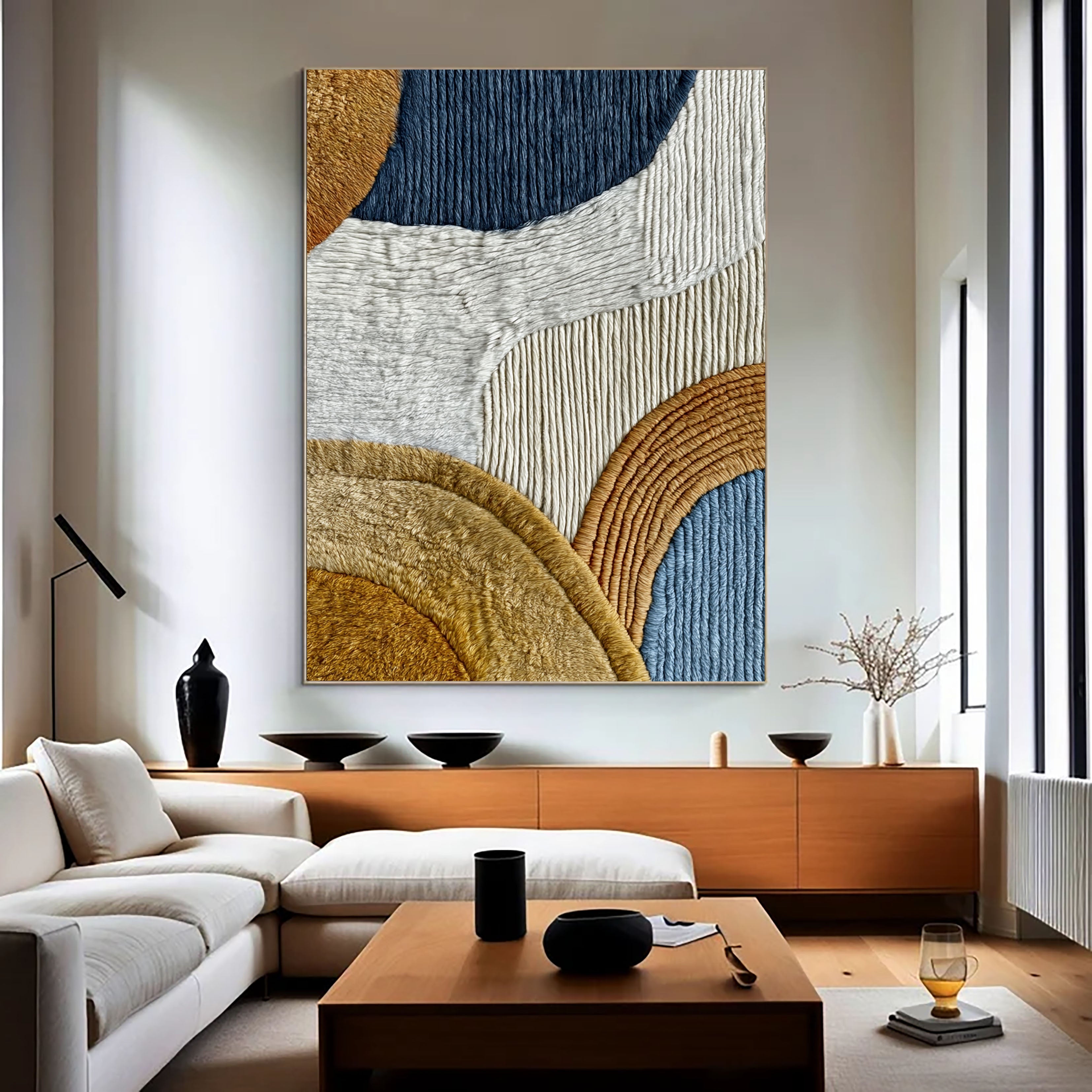 Textured Curved Harmony | Earthy Blues