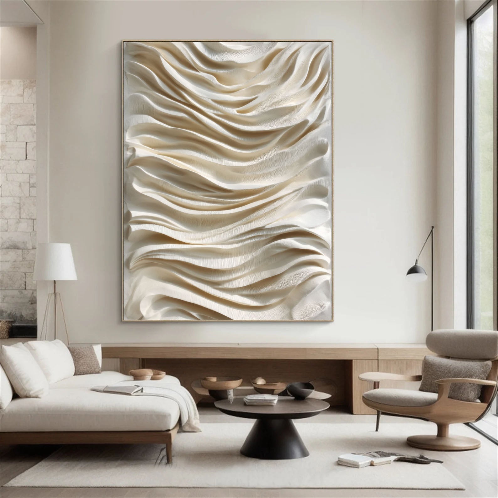 Textured Wavy Opulence | Beige Rhythm