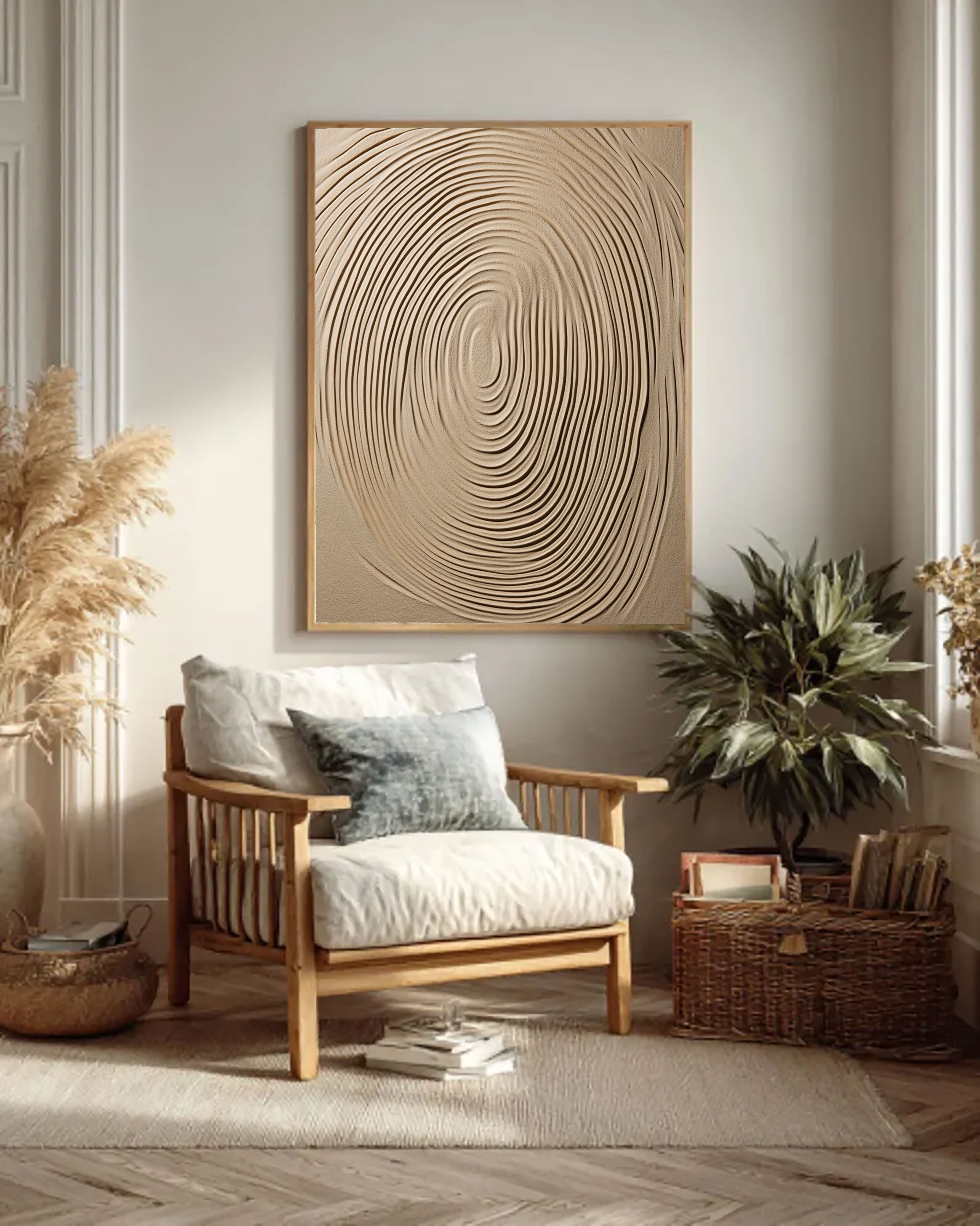 Textured Fingerprint Impression | Beige Ivory