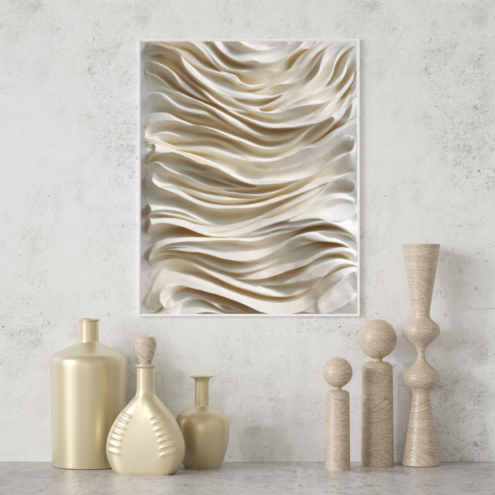 Textured Wavy Opulence | Beige Rhythm