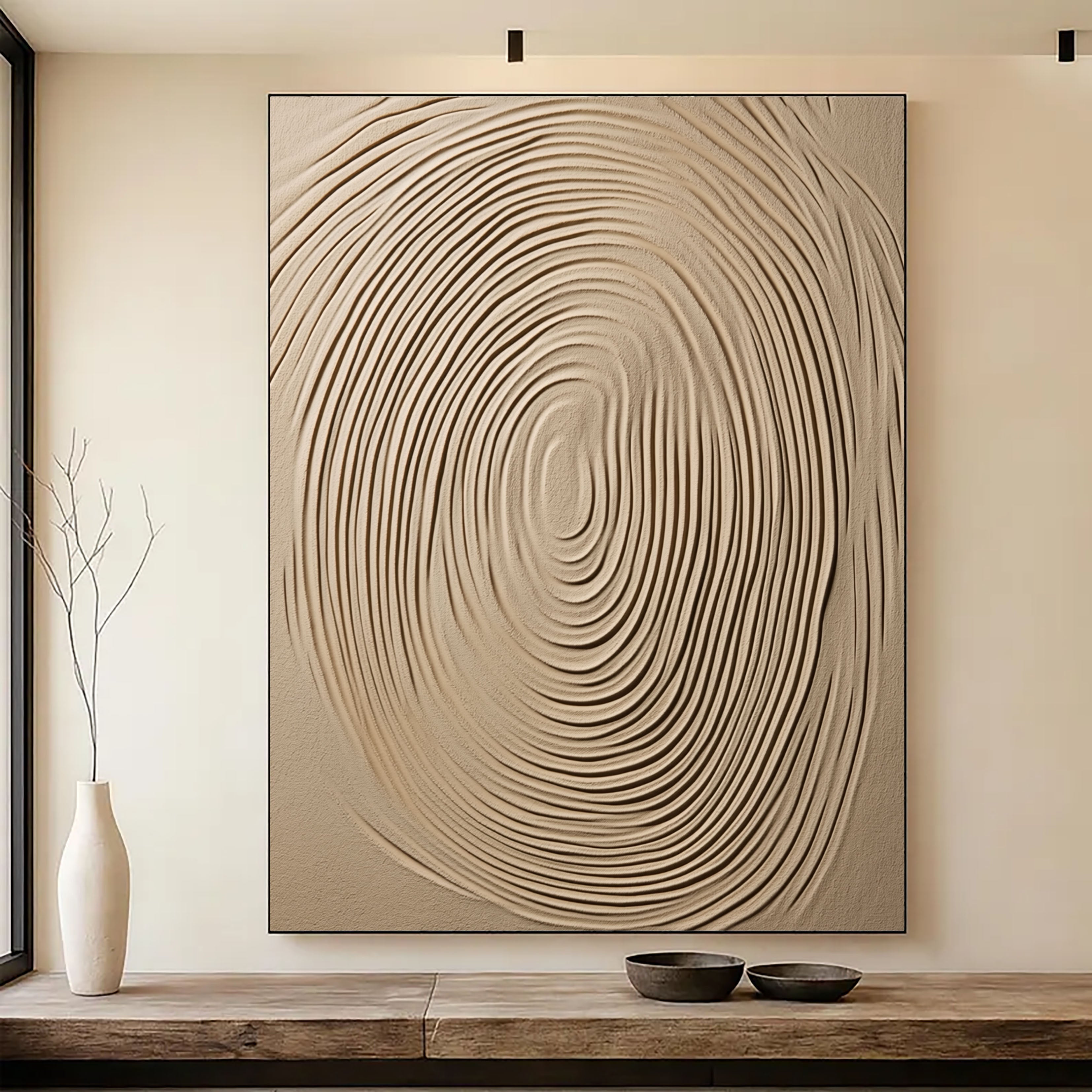 Textured Fingerprint Impression | Beige Ivory
