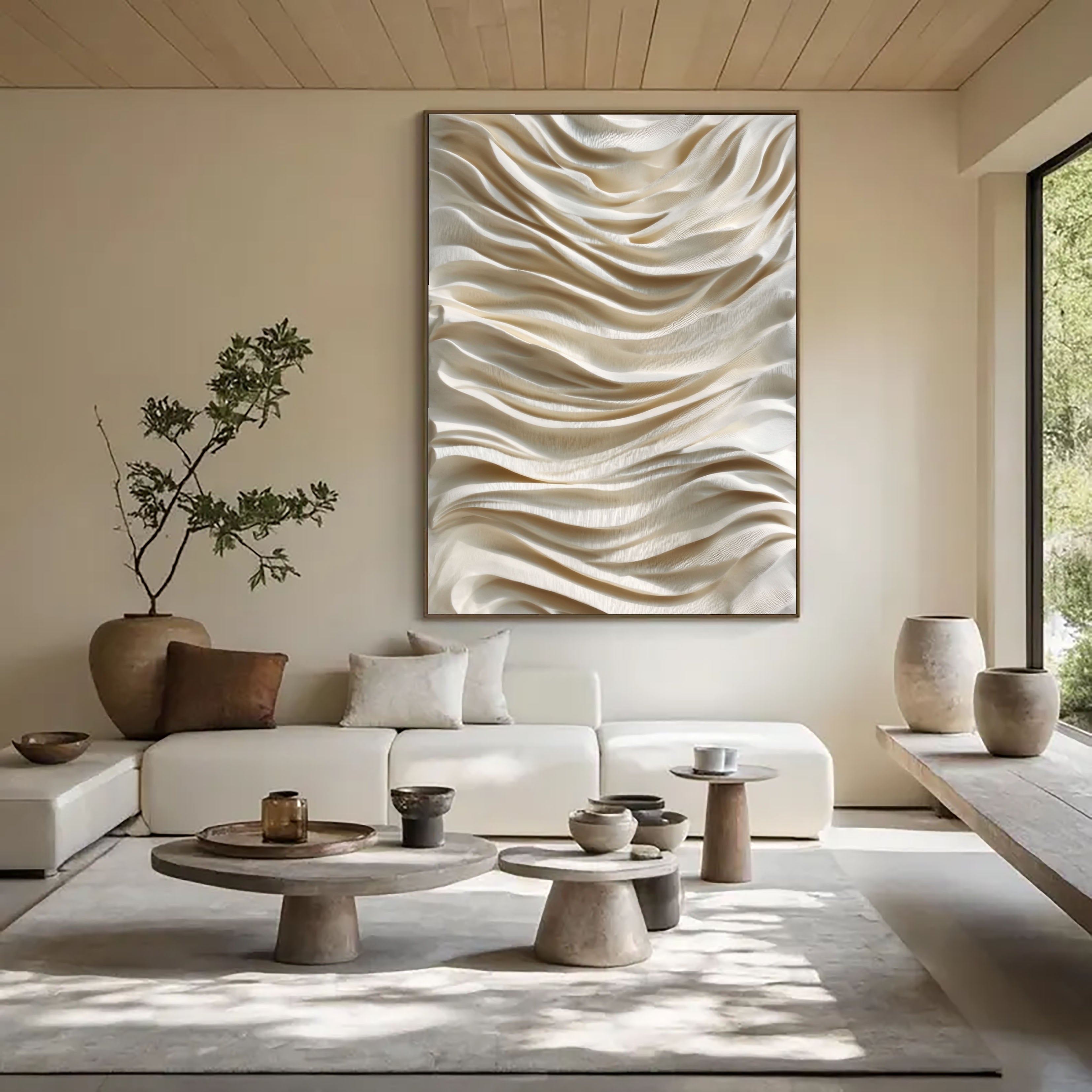 Textured Wavy Opulence | Beige Rhythm