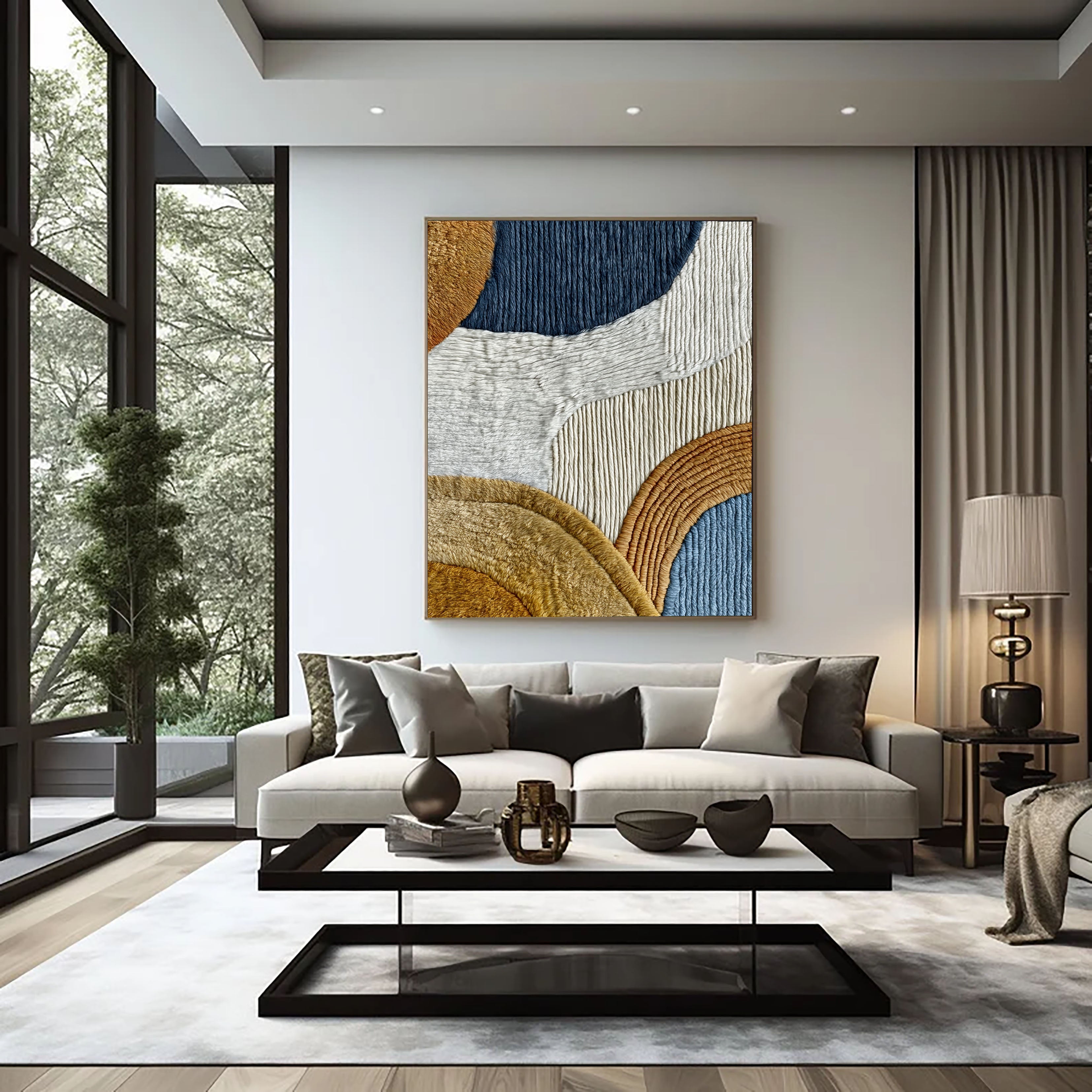 Textured Curved Harmony | Earthy Blues