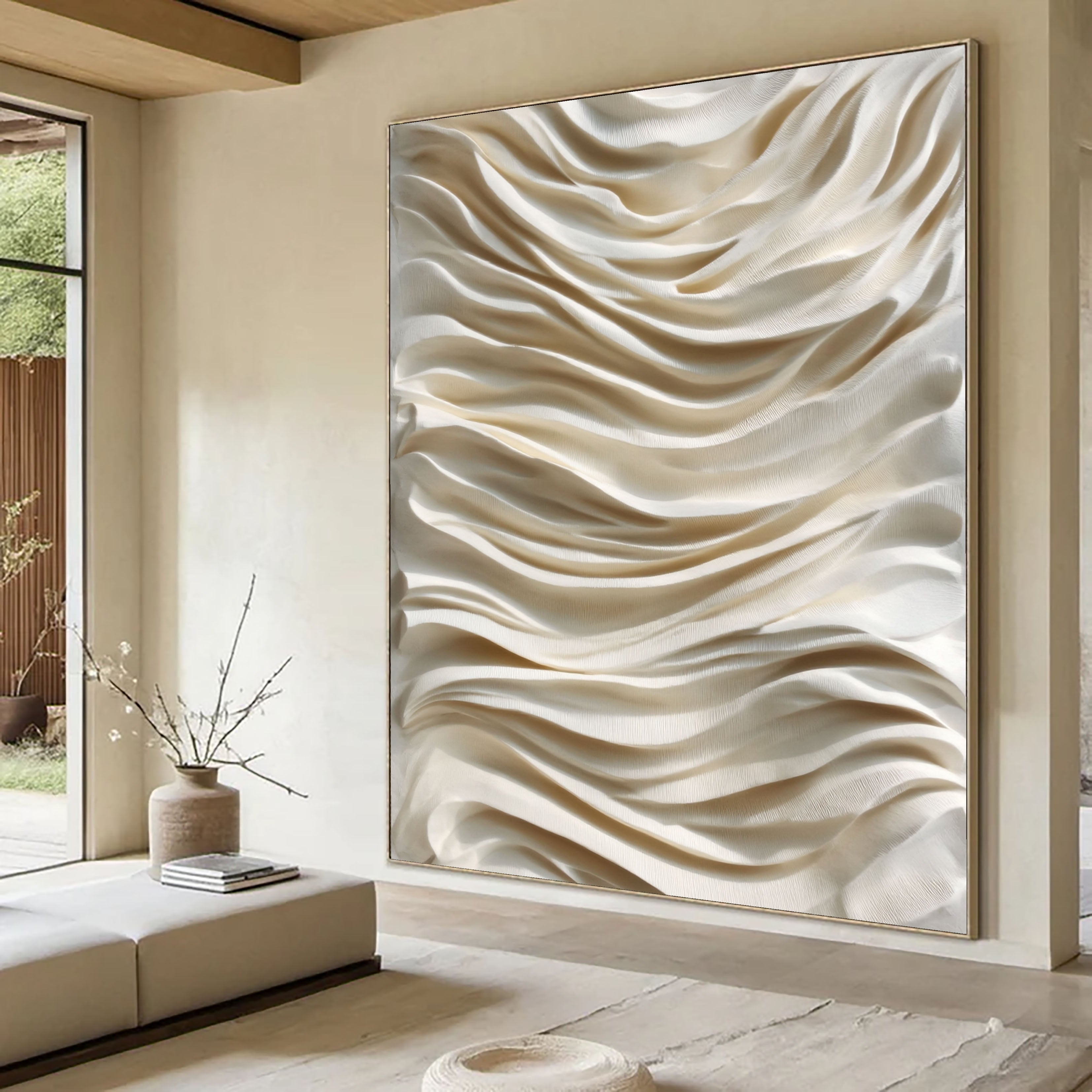 Textured Wavy Opulence | Beige Rhythm