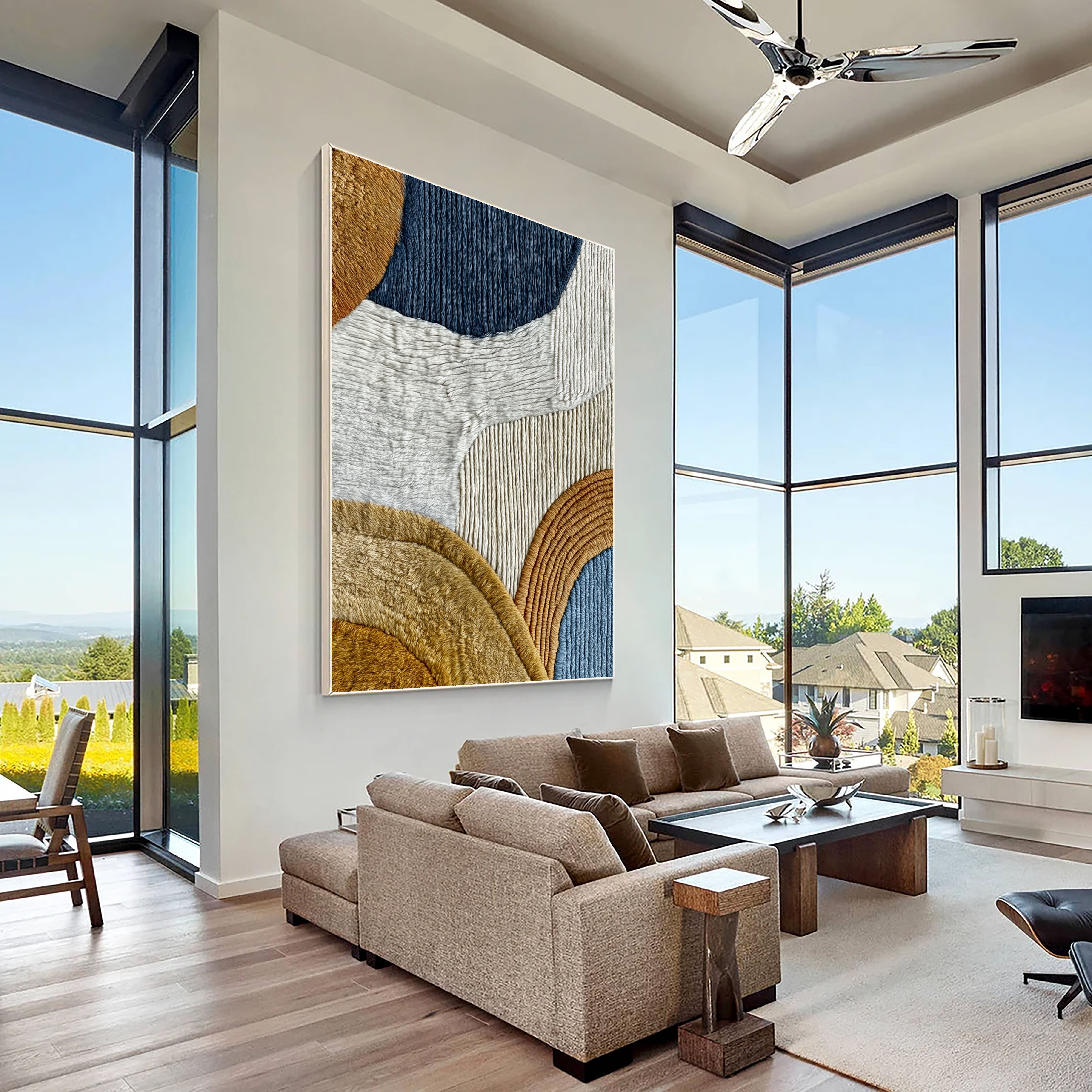Textured Curved Harmony | Earthy Blues